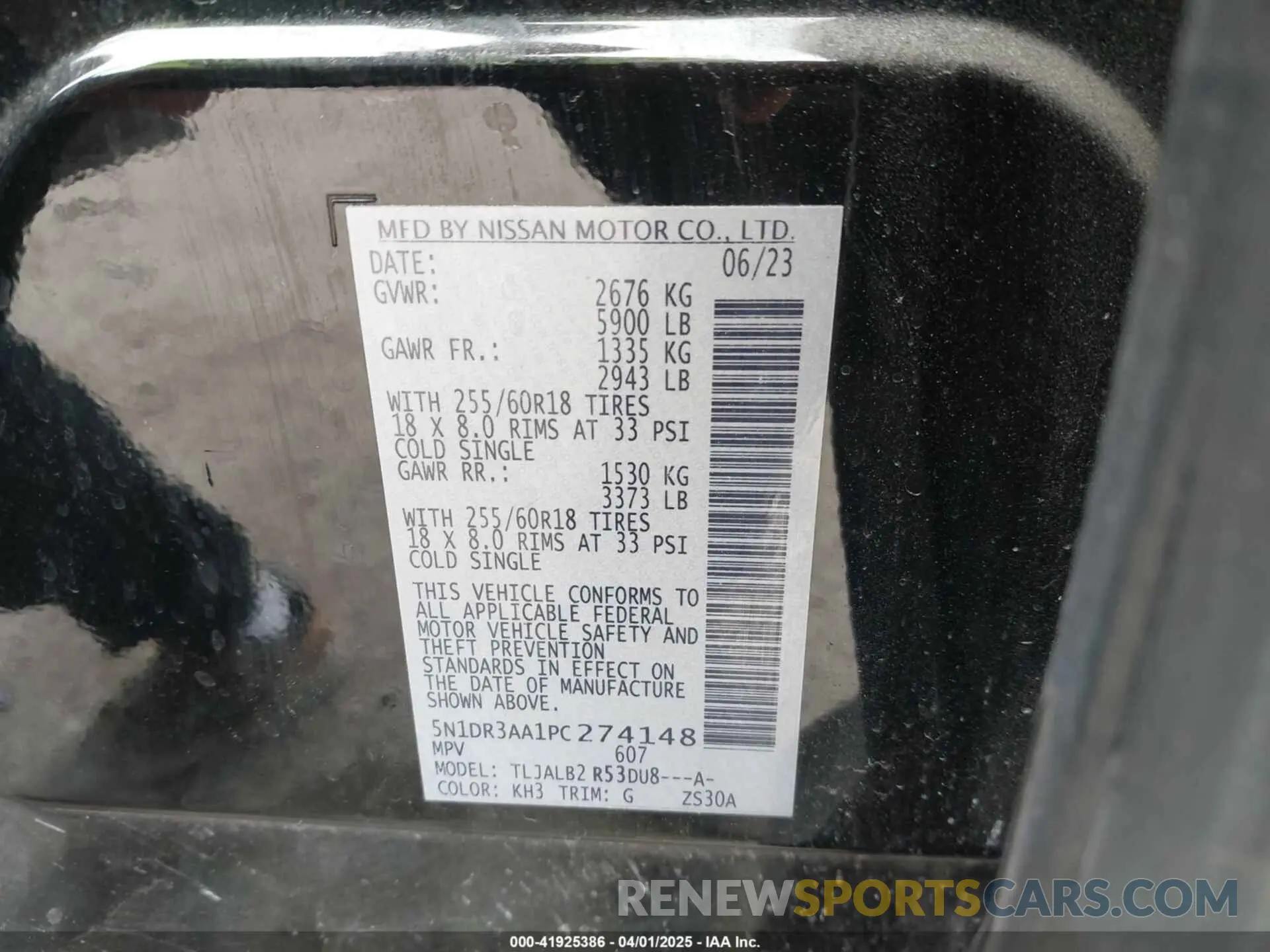 9 Photograph of a damaged car 5N1DR3AA1PC274148 NISSAN PATHFINDER 2023