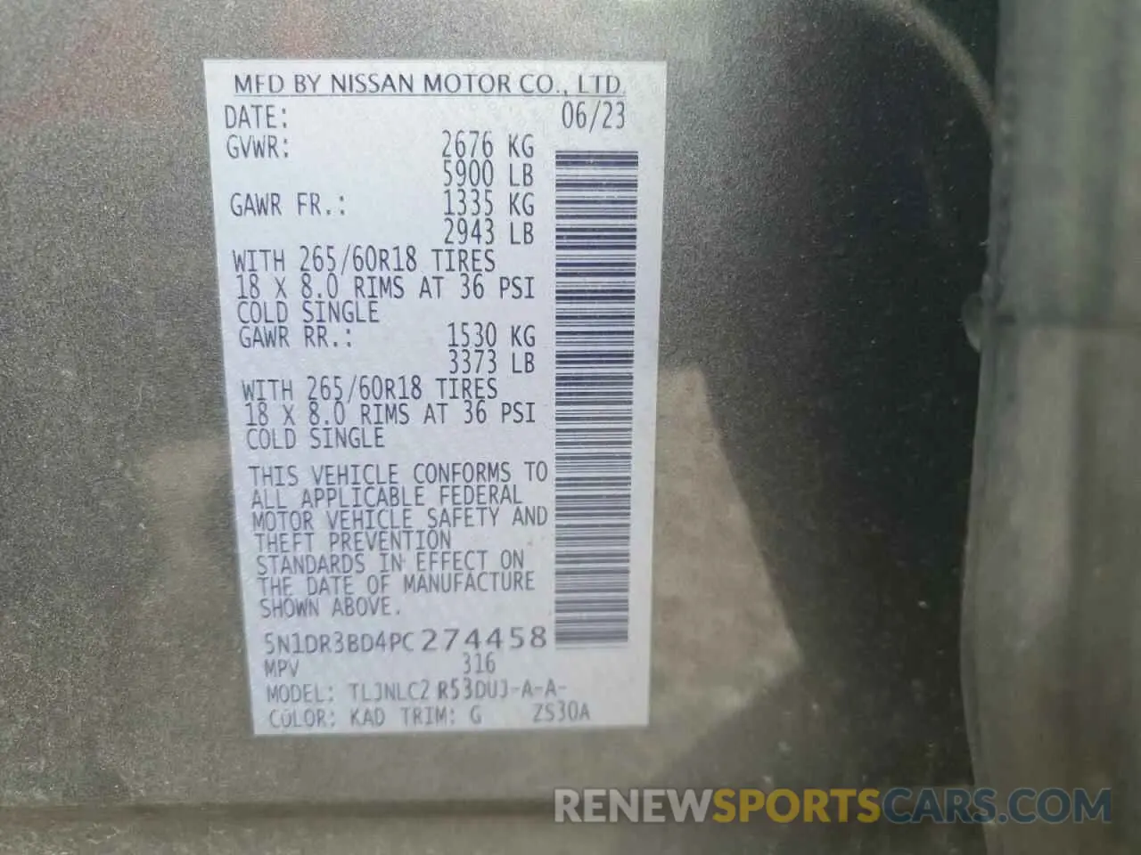 13 Photograph of a damaged car 5N1DR3BD4PC274458 NISSAN PATHFINDER 2023