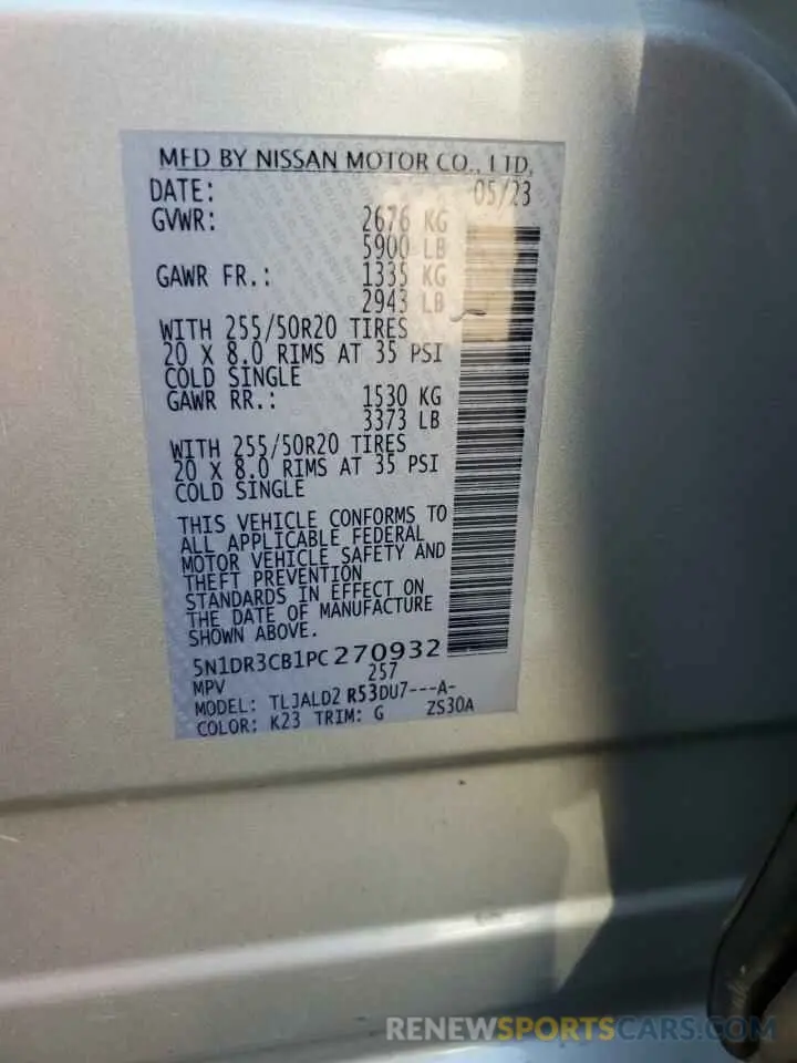 13 Photograph of a damaged car 5N1DR3CB1PC270932 NISSAN PATHFINDER 2023