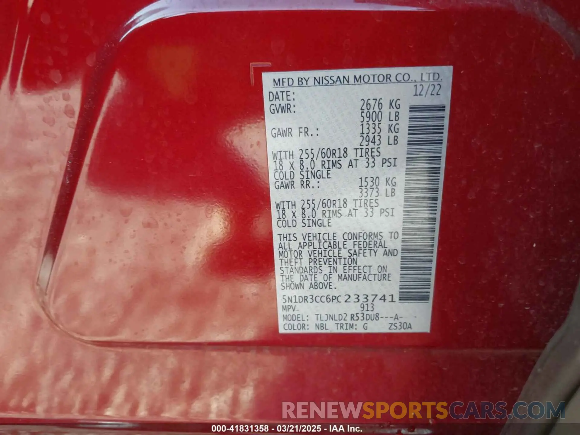 9 Photograph of a damaged car 5N1DR3CC6PC233741 NISSAN PATHFINDER 2023