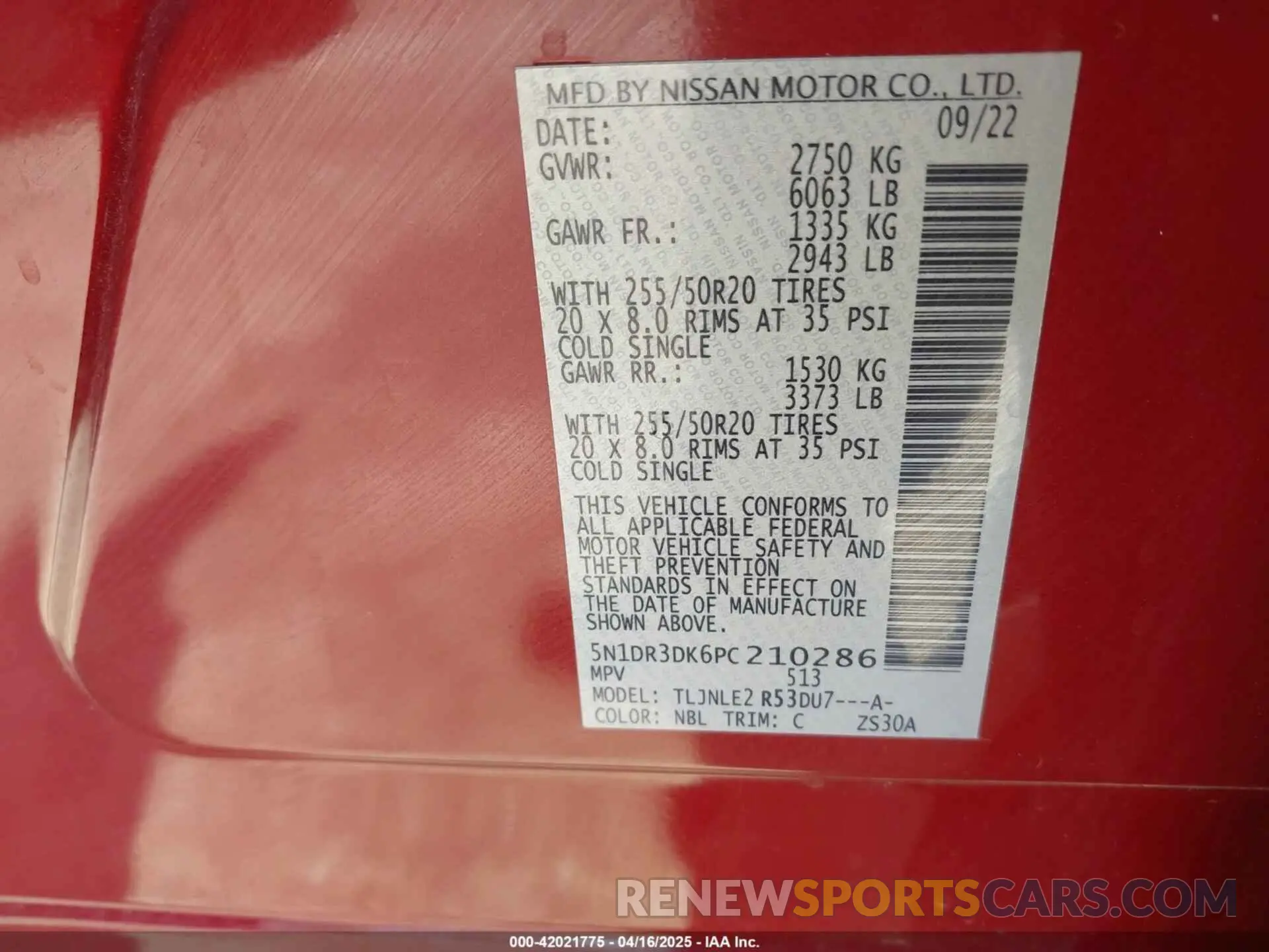 9 Photograph of a damaged car 5N1DR3DK6PC210286 NISSAN PATHFINDER 2023