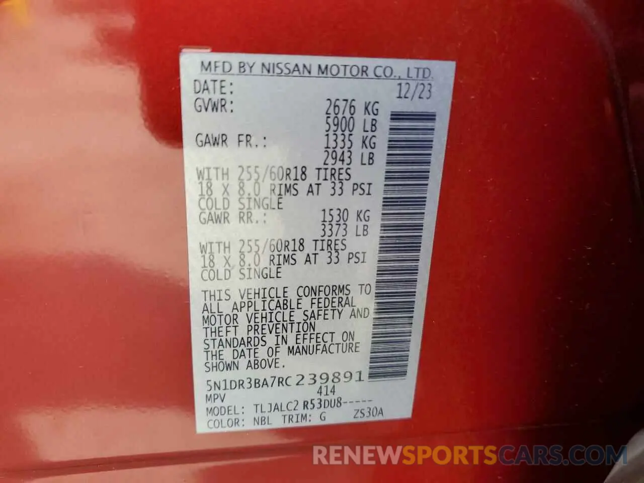 15 Photograph of a damaged car 5N1DR3BA7RC239891 NISSAN PATHFINDER 2024