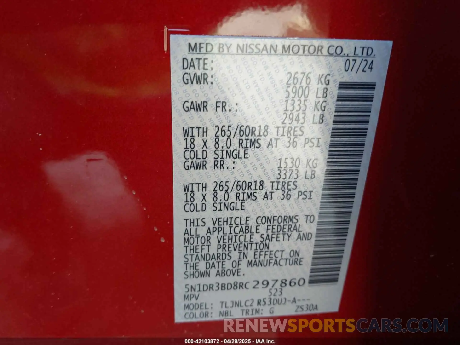 9 Photograph of a damaged car 5N1DR3BD8RC297860 NISSAN PATHFINDER 2024