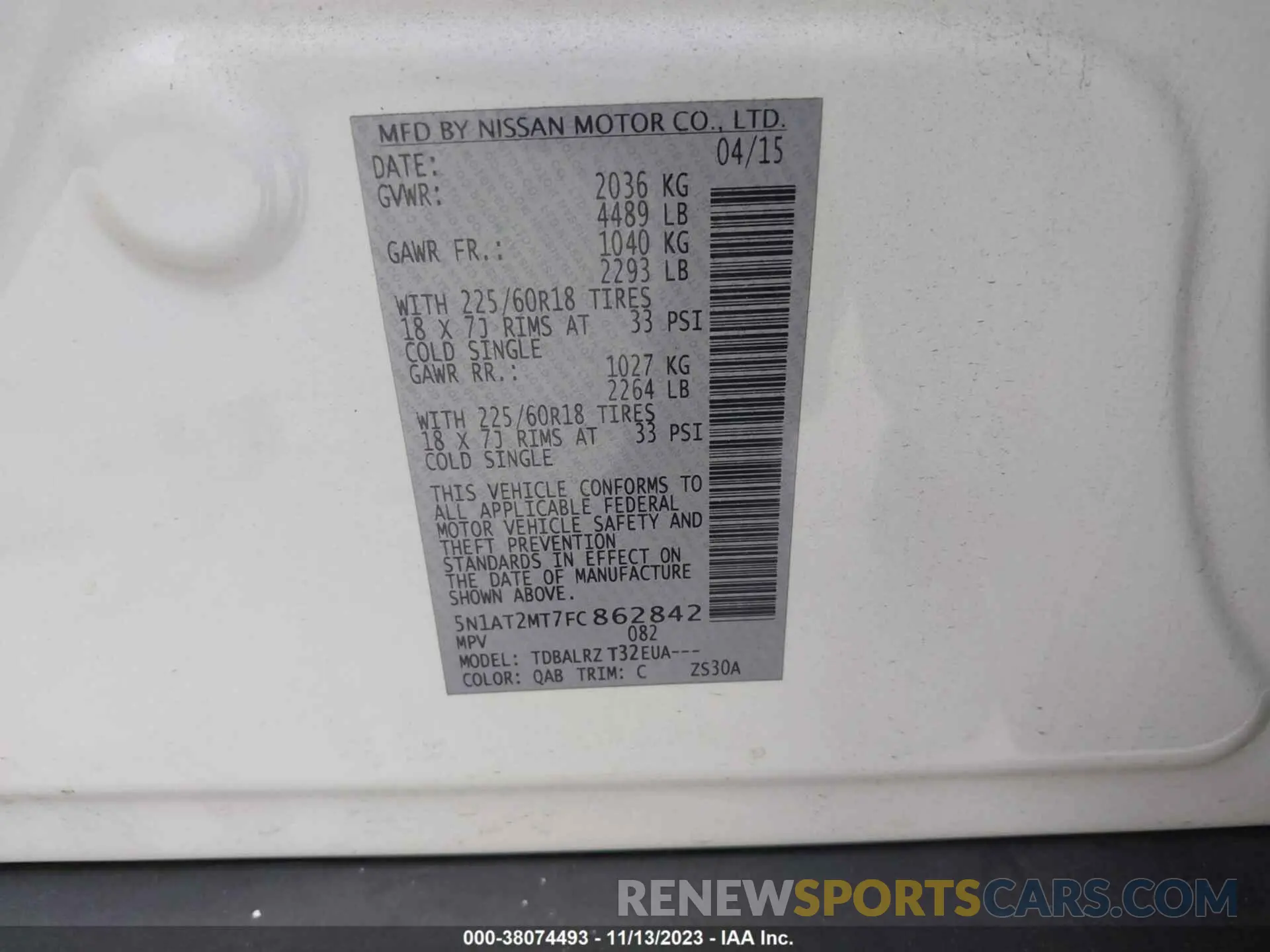 9 Photograph of a damaged car 5N1AT2MT7FC862842 NISSAN ROGUE 2015