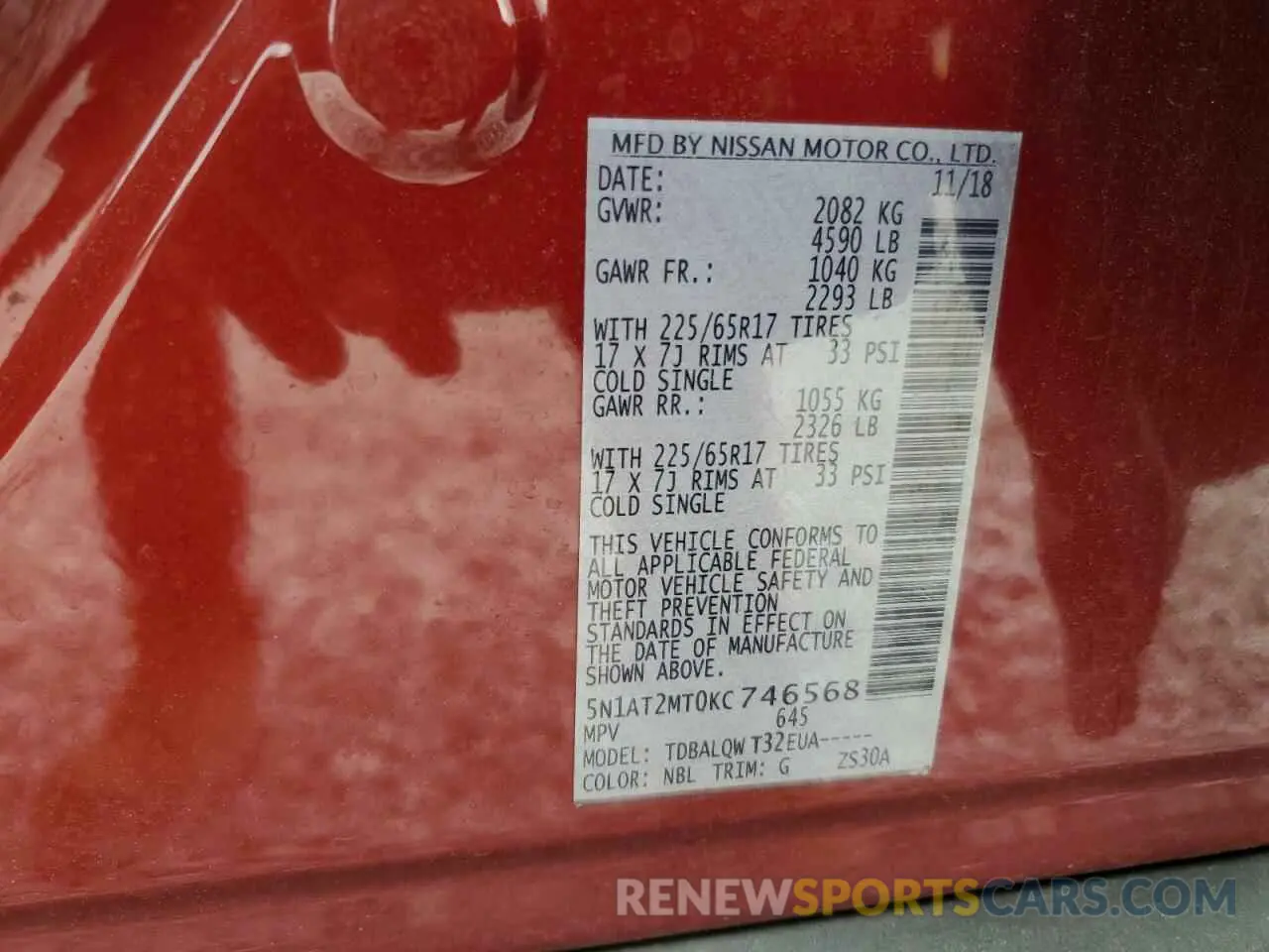 13 Photograph of a damaged car 5N1AT2MT0KC746568 NISSAN ROGUE 2019