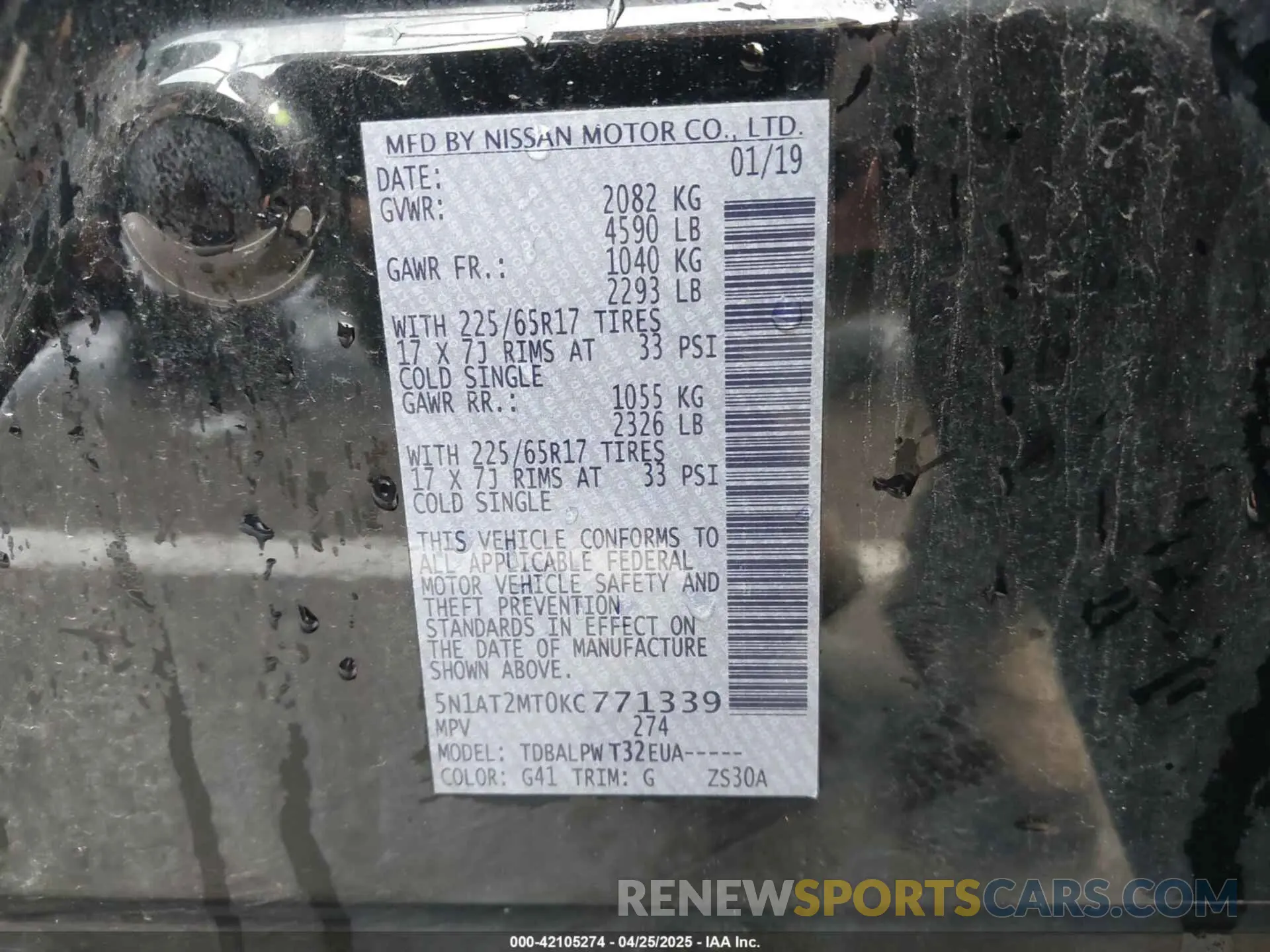 9 Photograph of a damaged car 5N1AT2MT0KC771339 NISSAN ROGUE 2019
