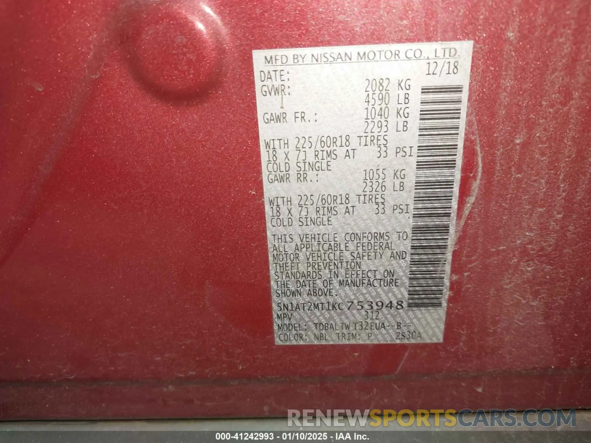 9 Photograph of a damaged car 5N1AT2MT1KC753948 NISSAN ROGUE 2019