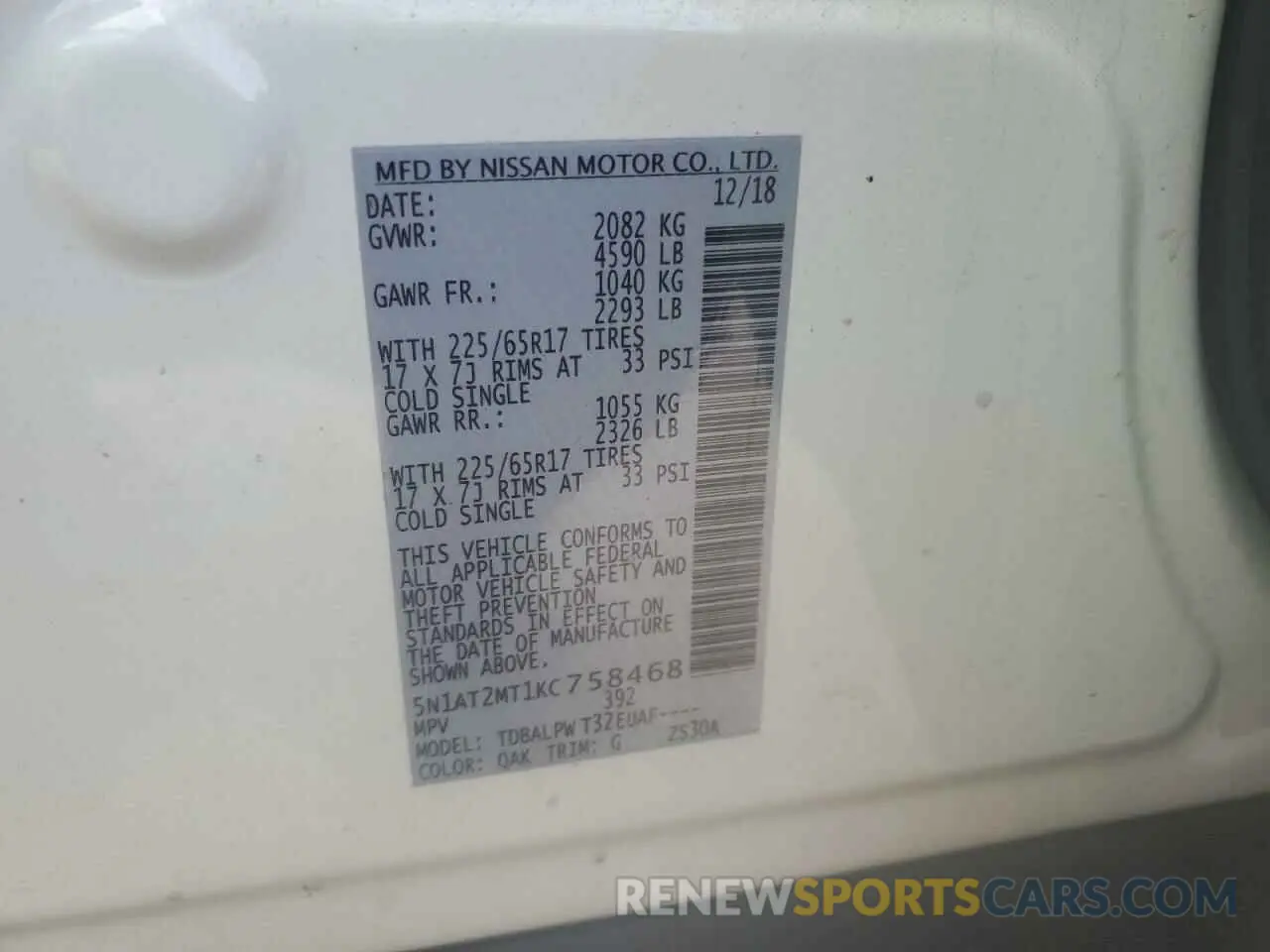 13 Photograph of a damaged car 5N1AT2MT1KC758468 NISSAN ROGUE 2019