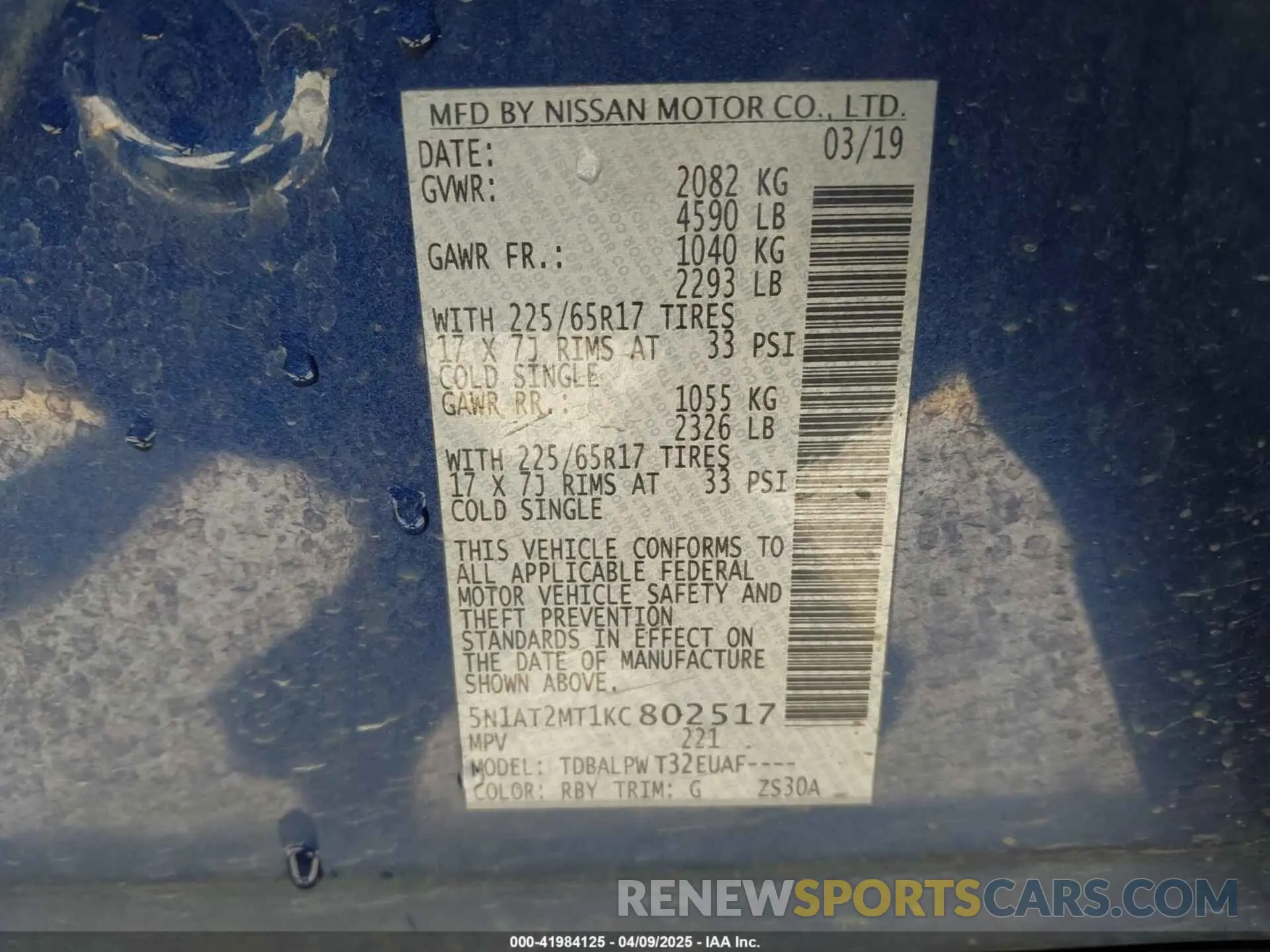 9 Photograph of a damaged car 5N1AT2MT1KC802517 NISSAN ROGUE 2019