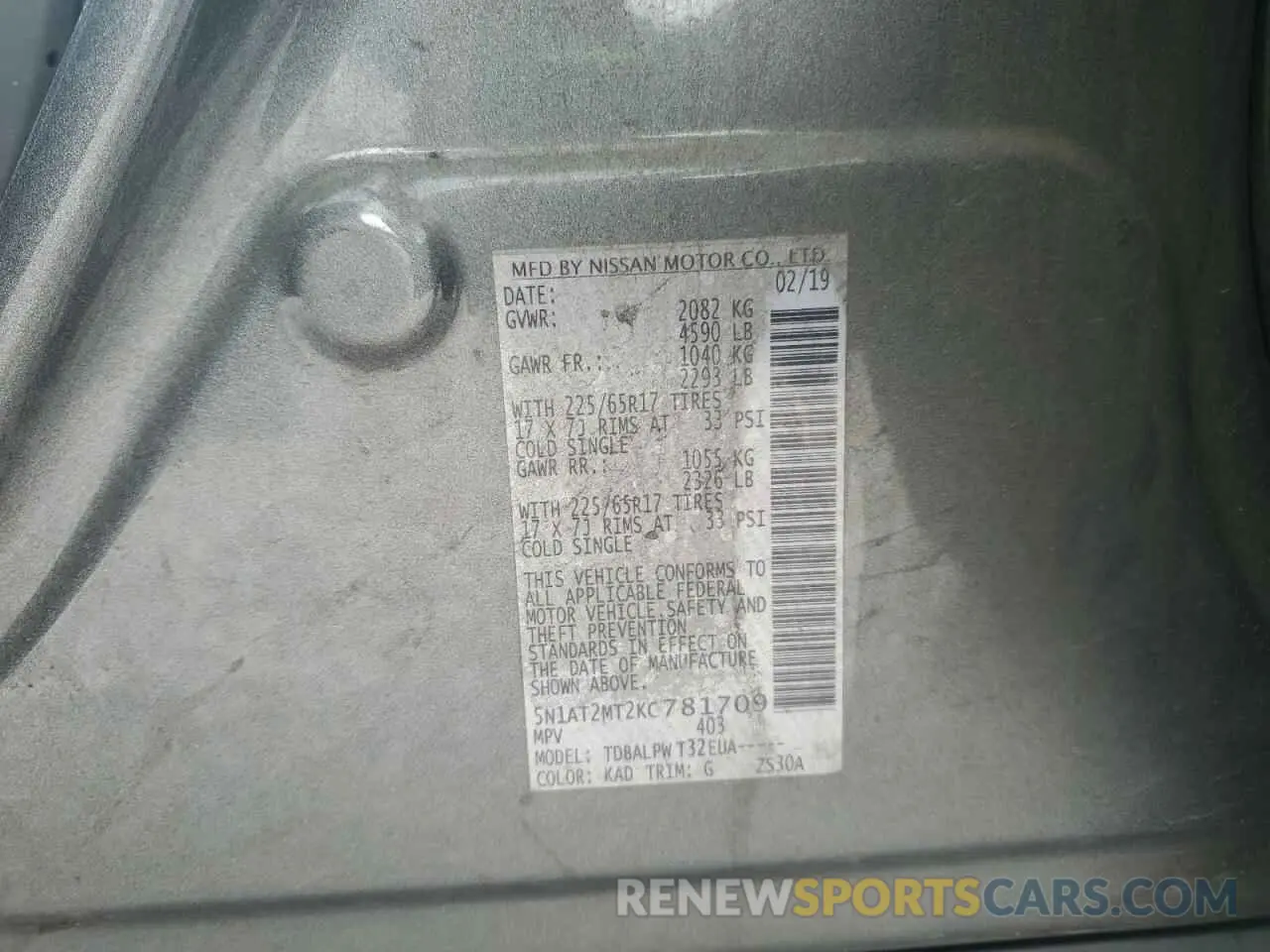12 Photograph of a damaged car 5N1AT2MT2KC781709 NISSAN ROGUE 2019