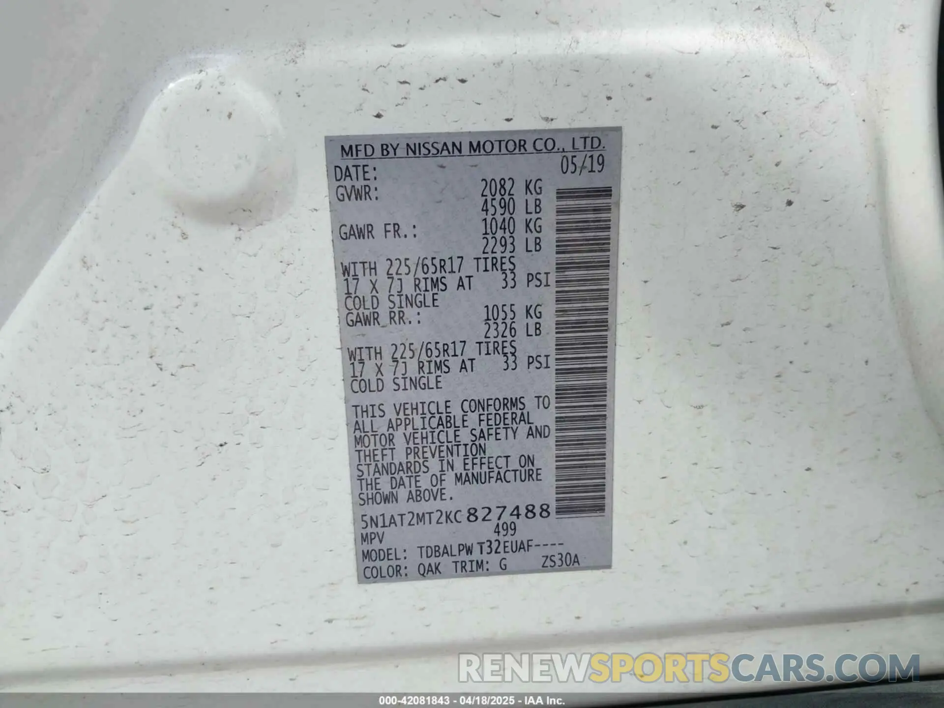 9 Photograph of a damaged car 5N1AT2MT2KC827488 NISSAN ROGUE 2019