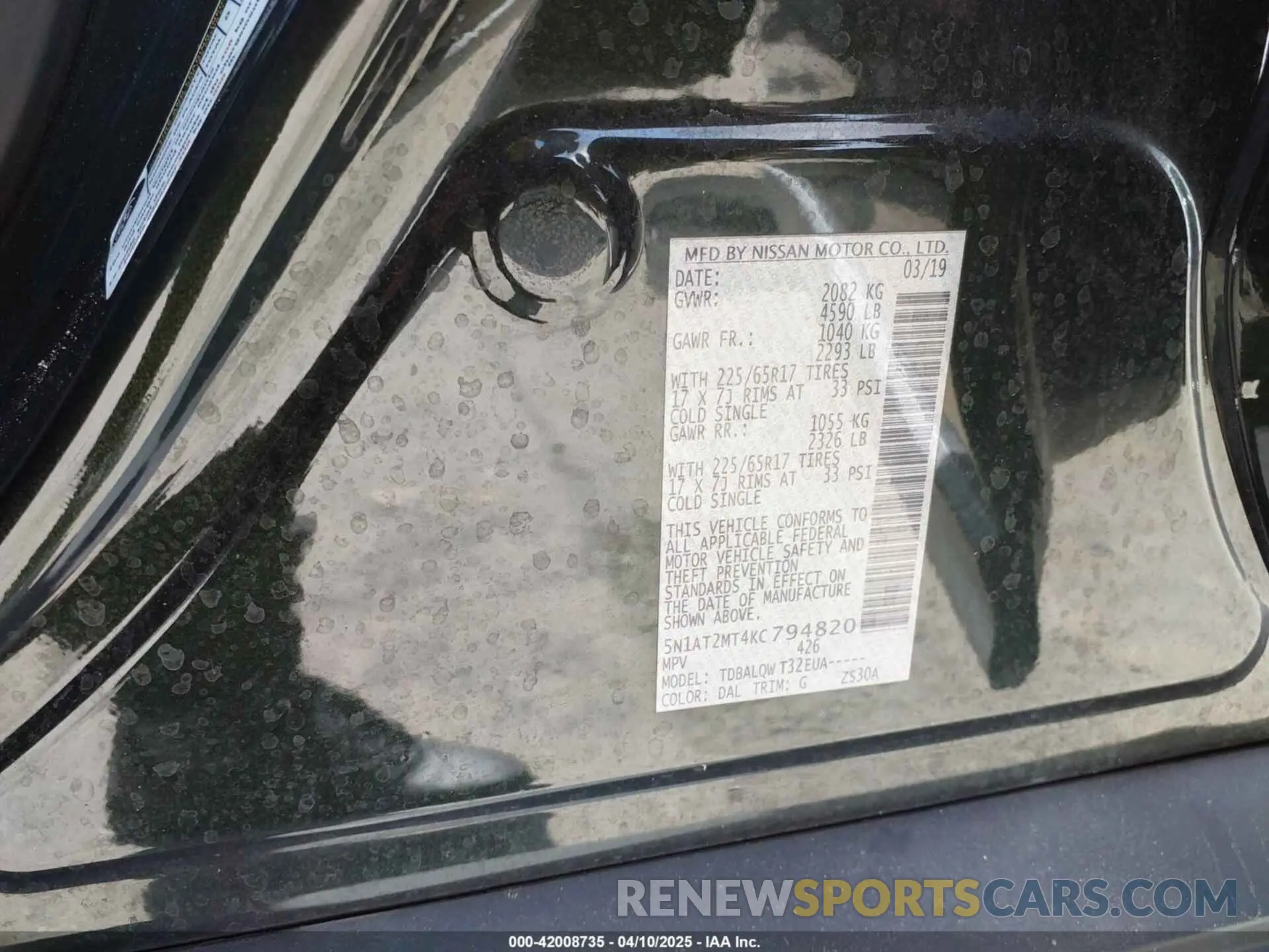 9 Photograph of a damaged car 5N1AT2MT4KC794820 NISSAN ROGUE 2019