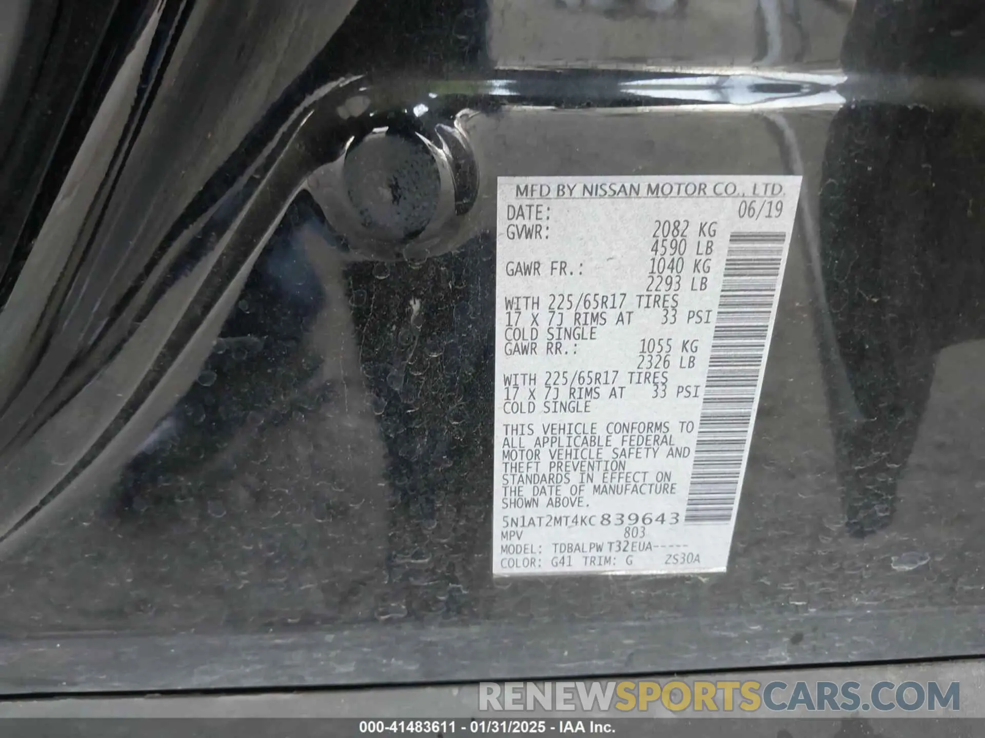 9 Photograph of a damaged car 5N1AT2MT4KC839643 NISSAN ROGUE 2019