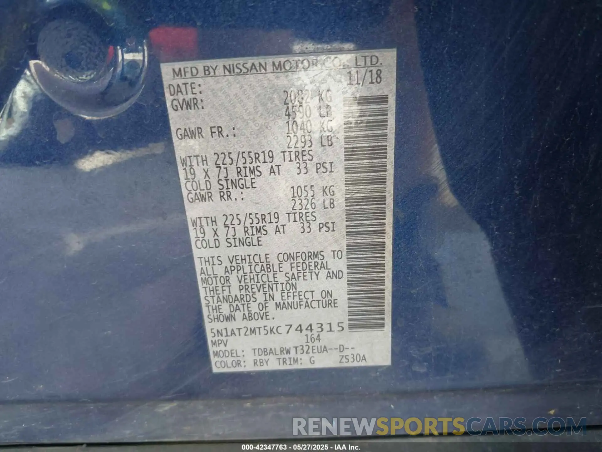 9 Photograph of a damaged car 5N1AT2MT5KC744315 NISSAN ROGUE 2019