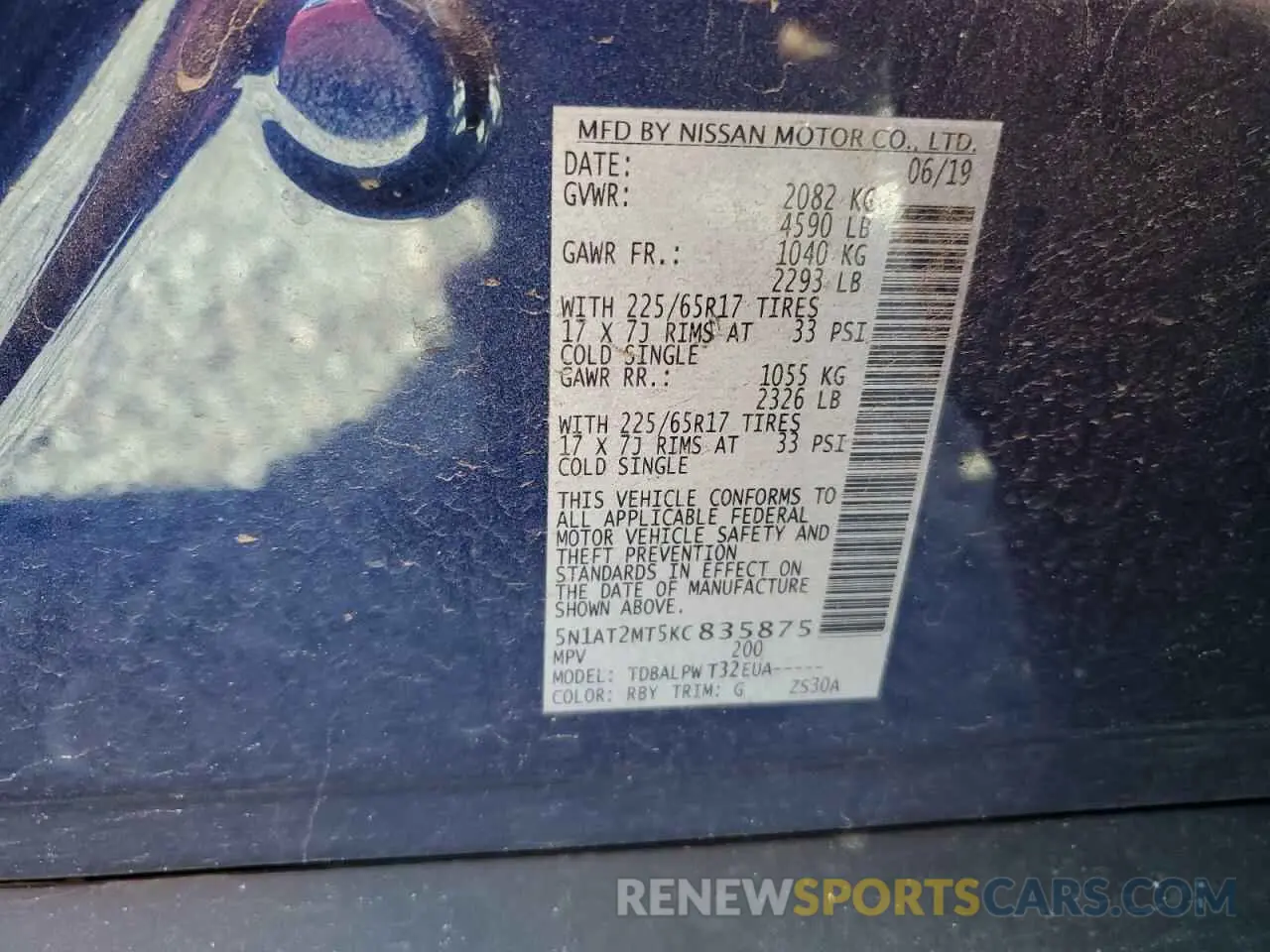 13 Photograph of a damaged car 5N1AT2MT5KC835875 NISSAN ROGUE 2019