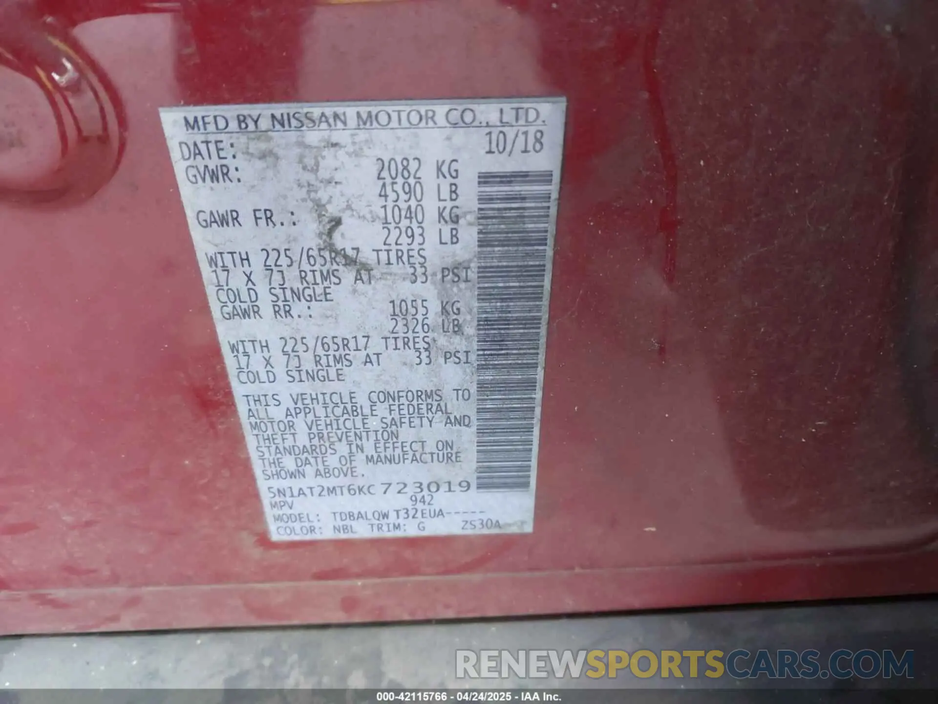 9 Photograph of a damaged car 5N1AT2MT6KC723019 NISSAN ROGUE 2019