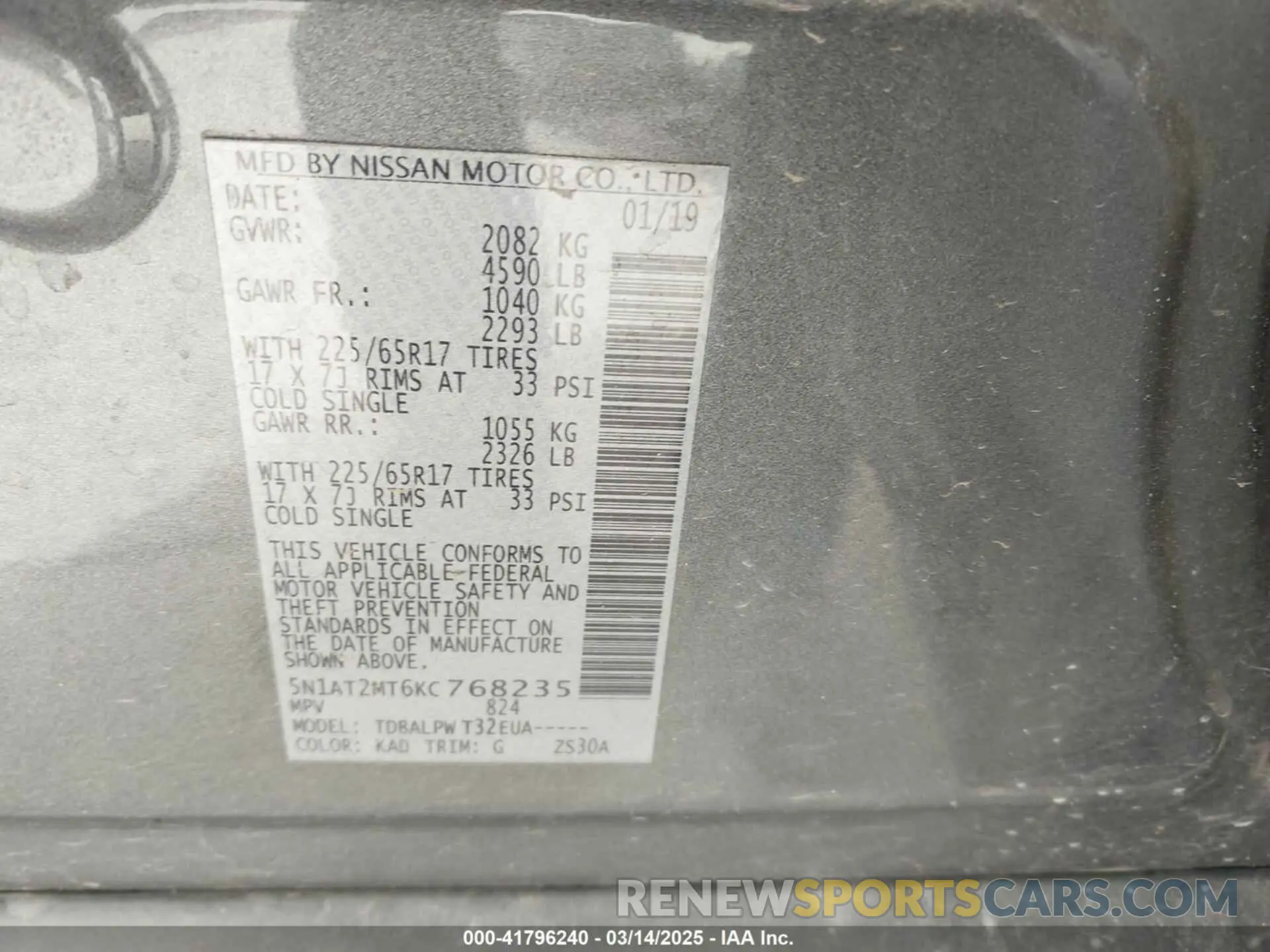 9 Photograph of a damaged car 5N1AT2MT6KC768235 NISSAN ROGUE 2019