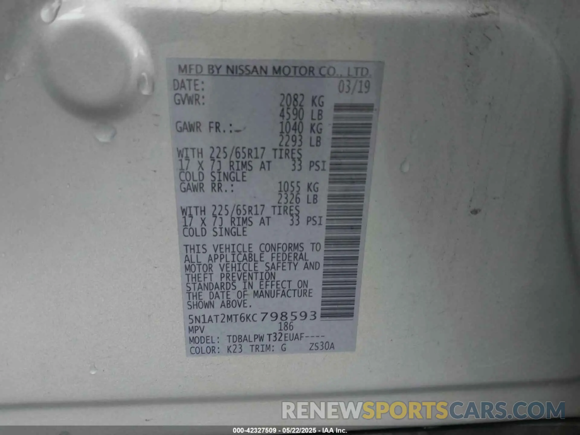 9 Photograph of a damaged car 5N1AT2MT6KC798593 NISSAN ROGUE 2019