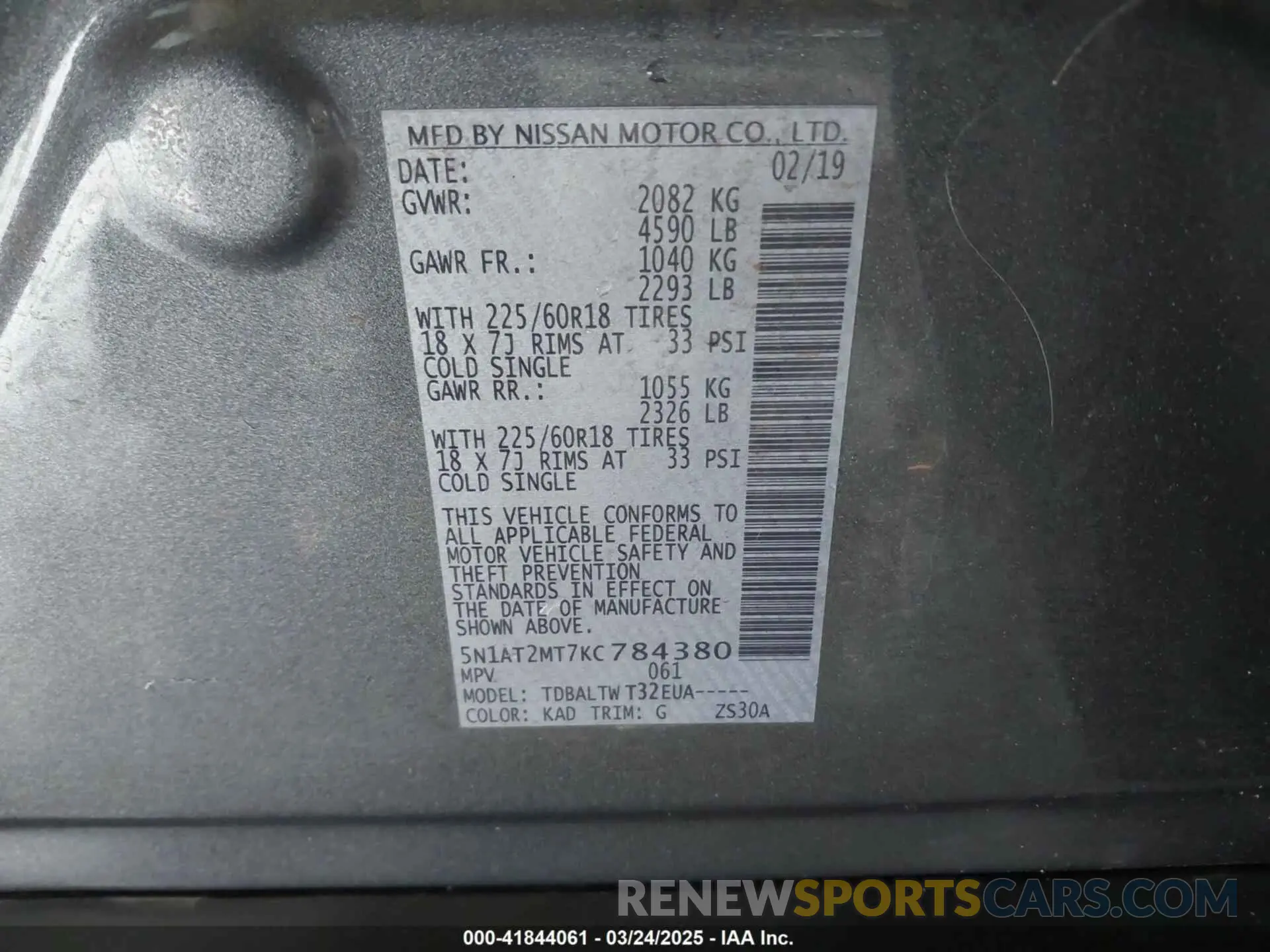 9 Photograph of a damaged car 5N1AT2MT7KC784380 NISSAN ROGUE 2019