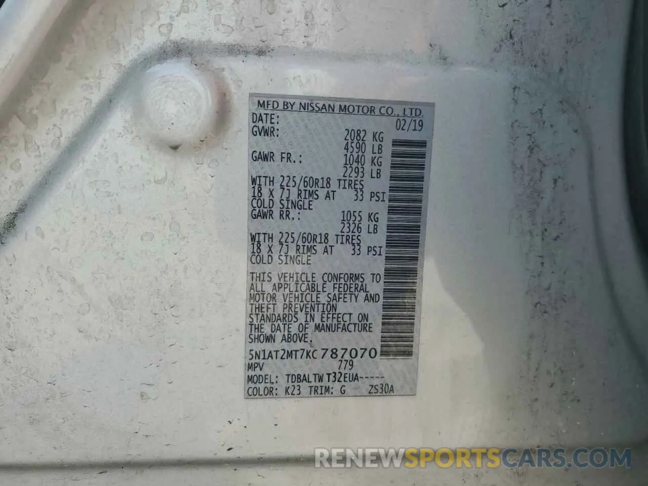 13 Photograph of a damaged car 5N1AT2MT7KC787070 NISSAN ROGUE 2019