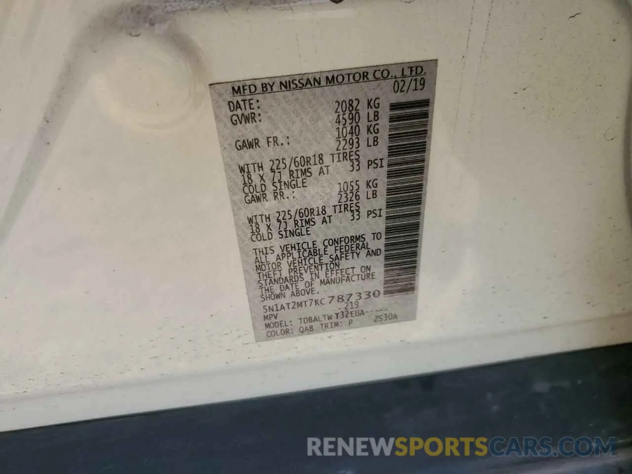 12 Photograph of a damaged car 5N1AT2MT7KC787330 NISSAN ROGUE 2019