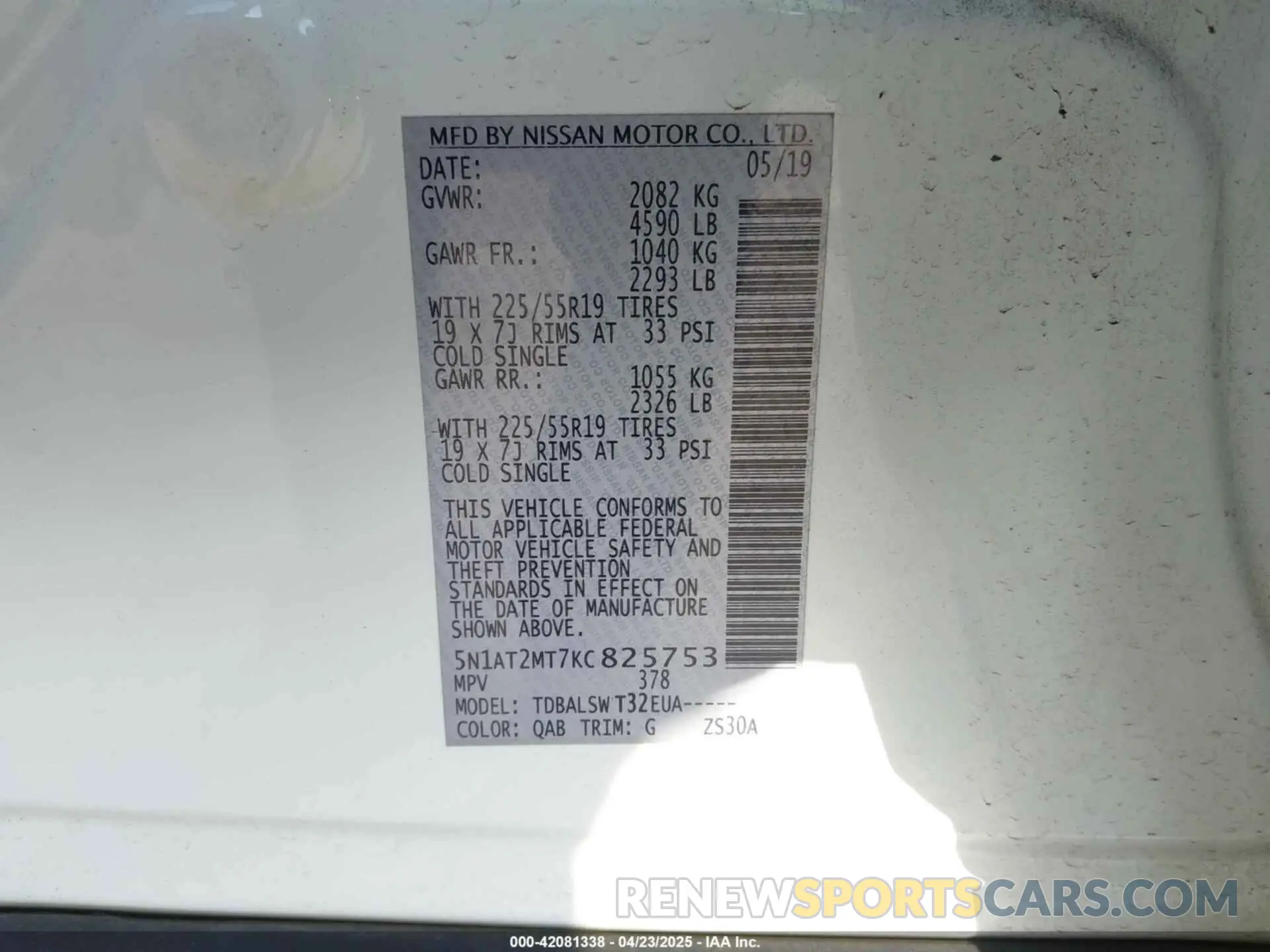 9 Photograph of a damaged car 5N1AT2MT7KC825753 NISSAN ROGUE 2019
