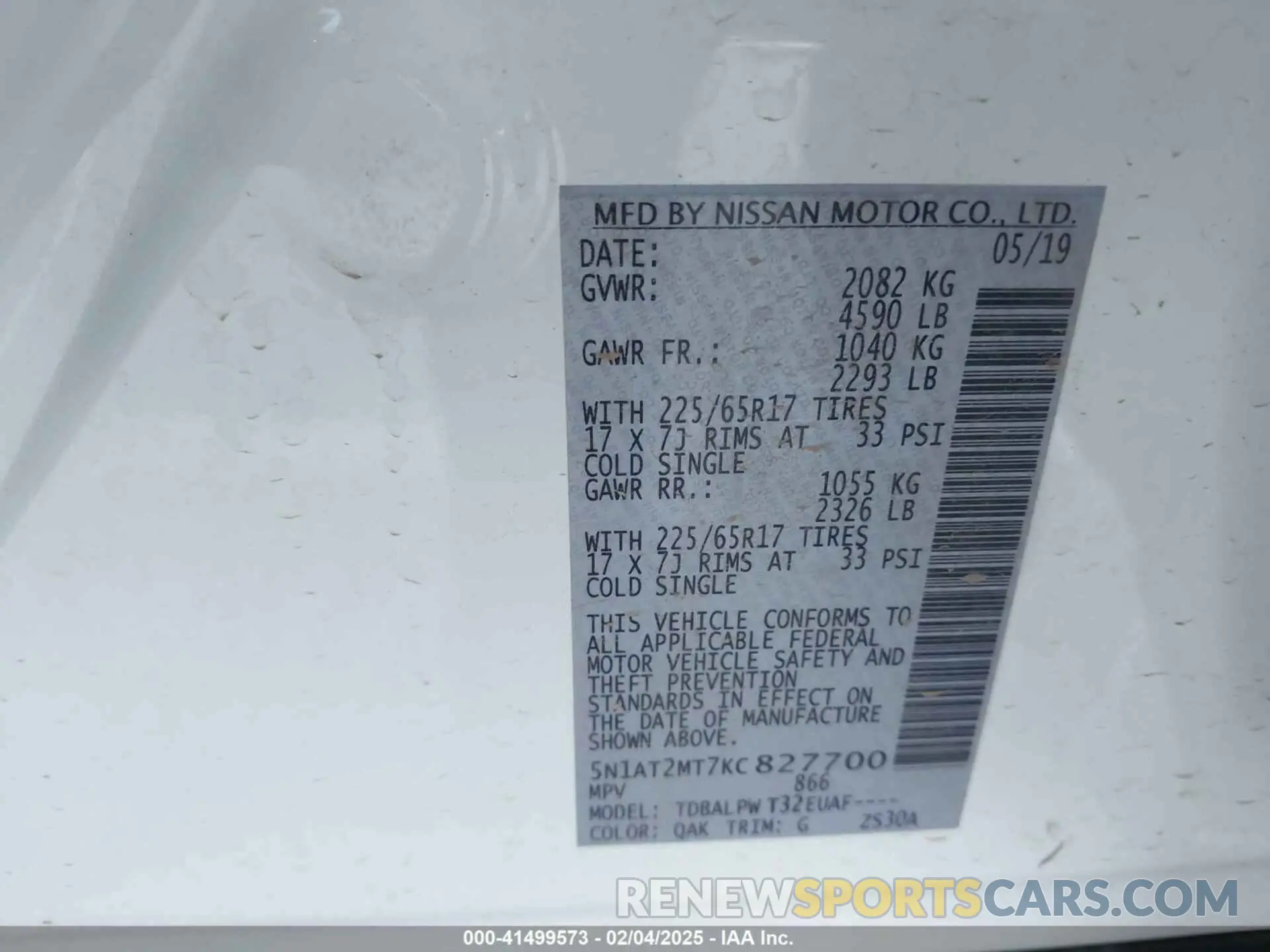 9 Photograph of a damaged car 5N1AT2MT7KC827700 NISSAN ROGUE 2019