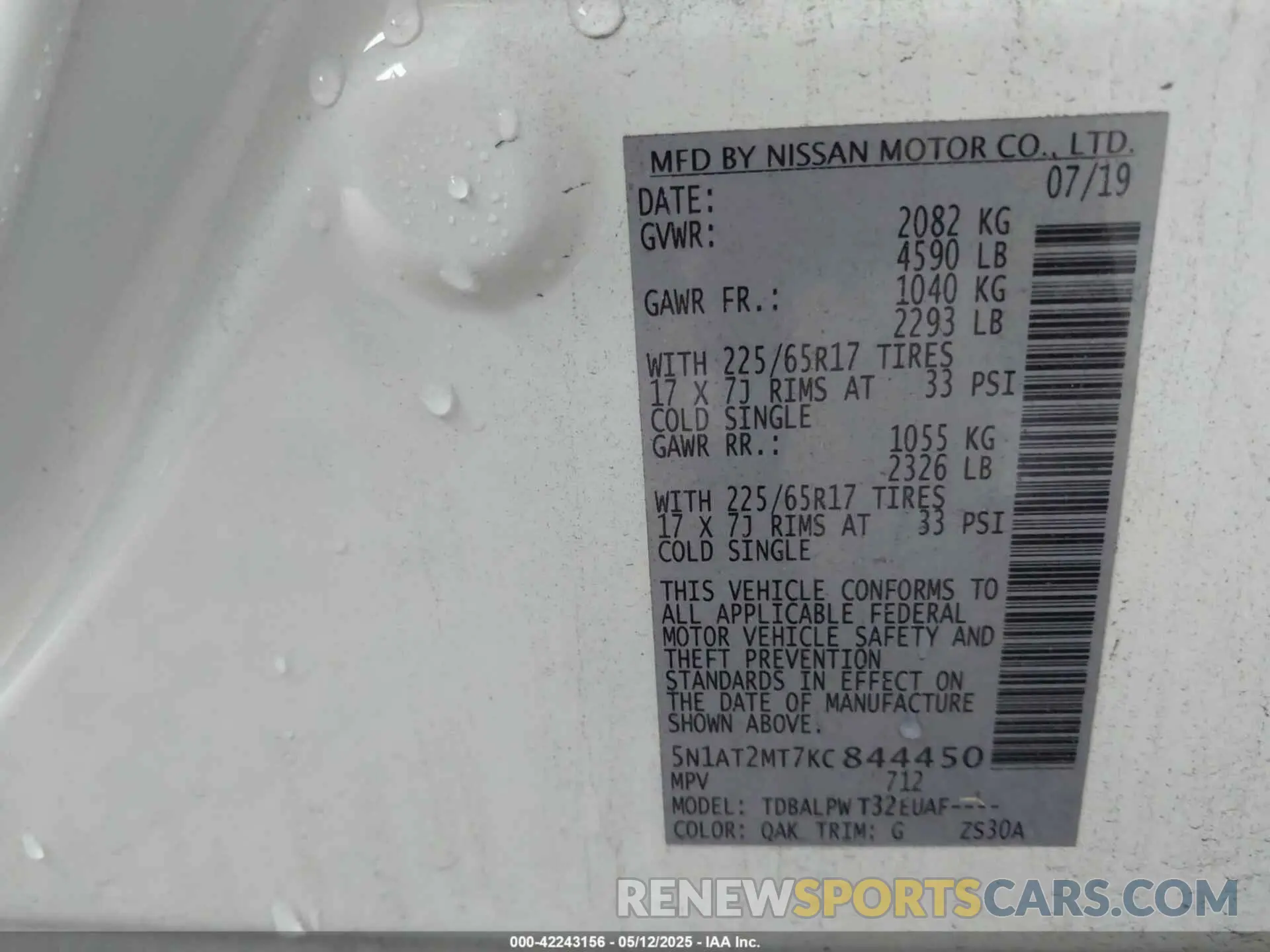 9 Photograph of a damaged car 5N1AT2MT7KC844450 NISSAN ROGUE 2019