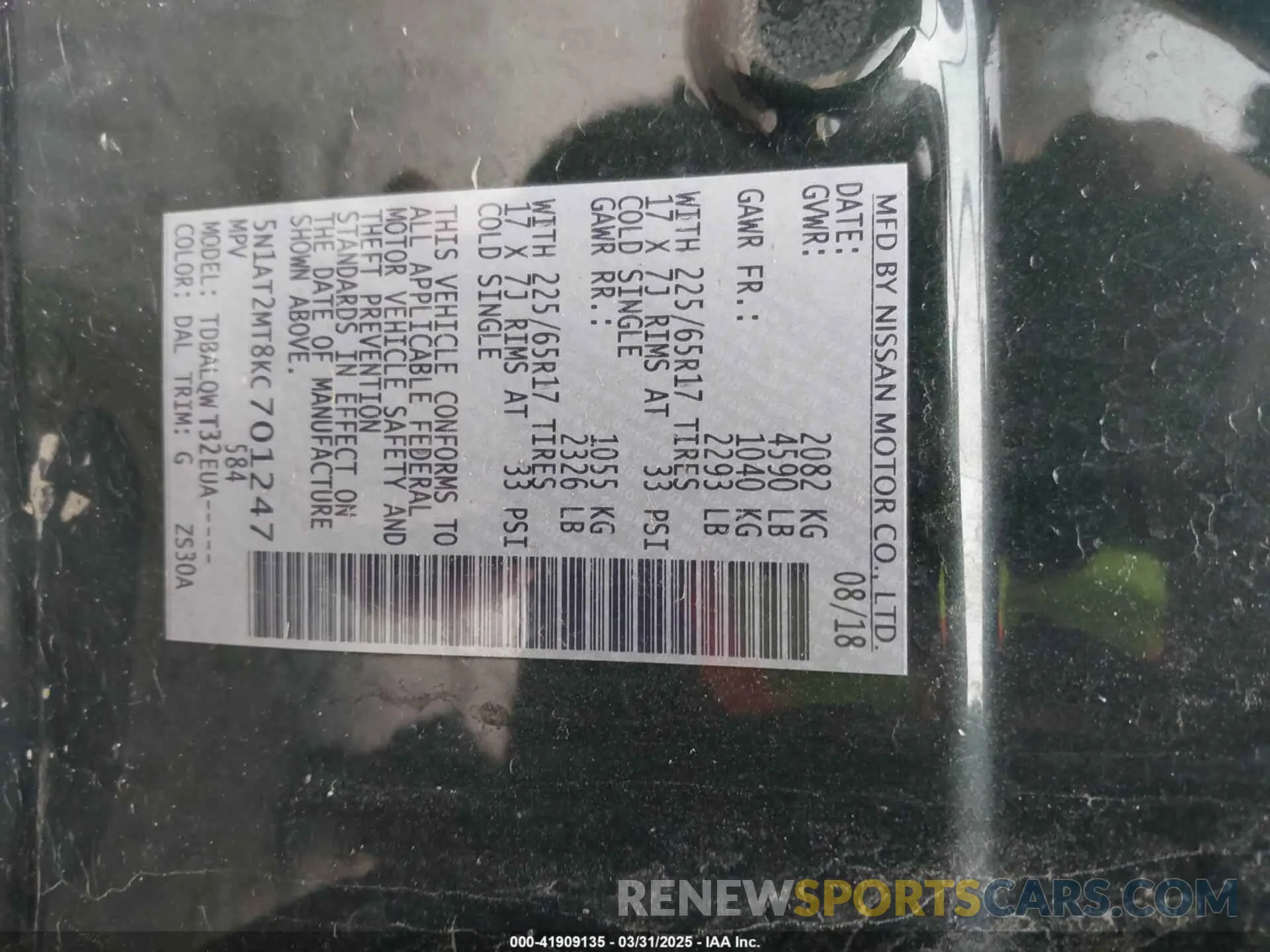 9 Photograph of a damaged car 5N1AT2MT8KC701247 NISSAN ROGUE 2019