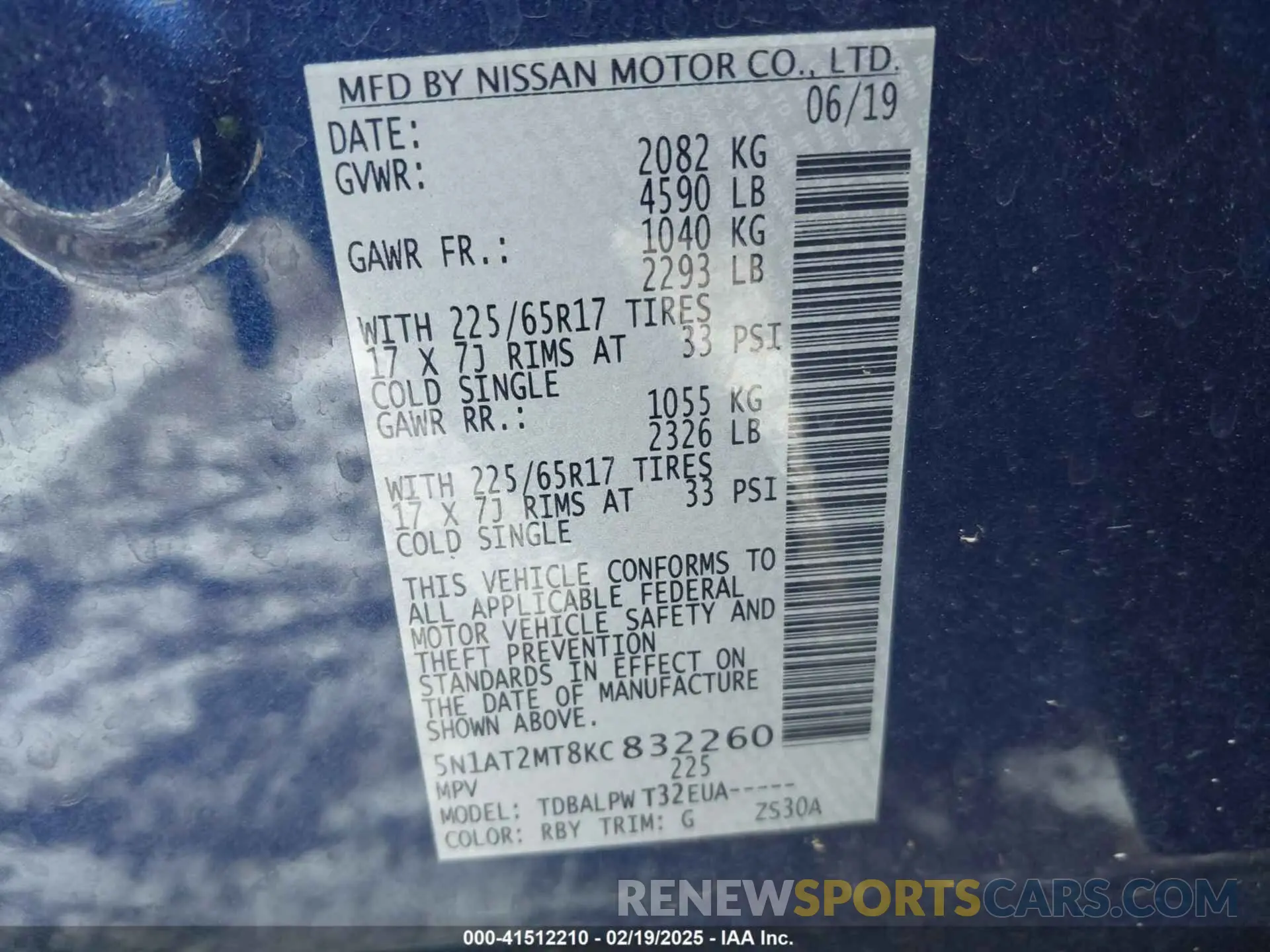 9 Photograph of a damaged car 5N1AT2MT8KC832260 NISSAN ROGUE 2019