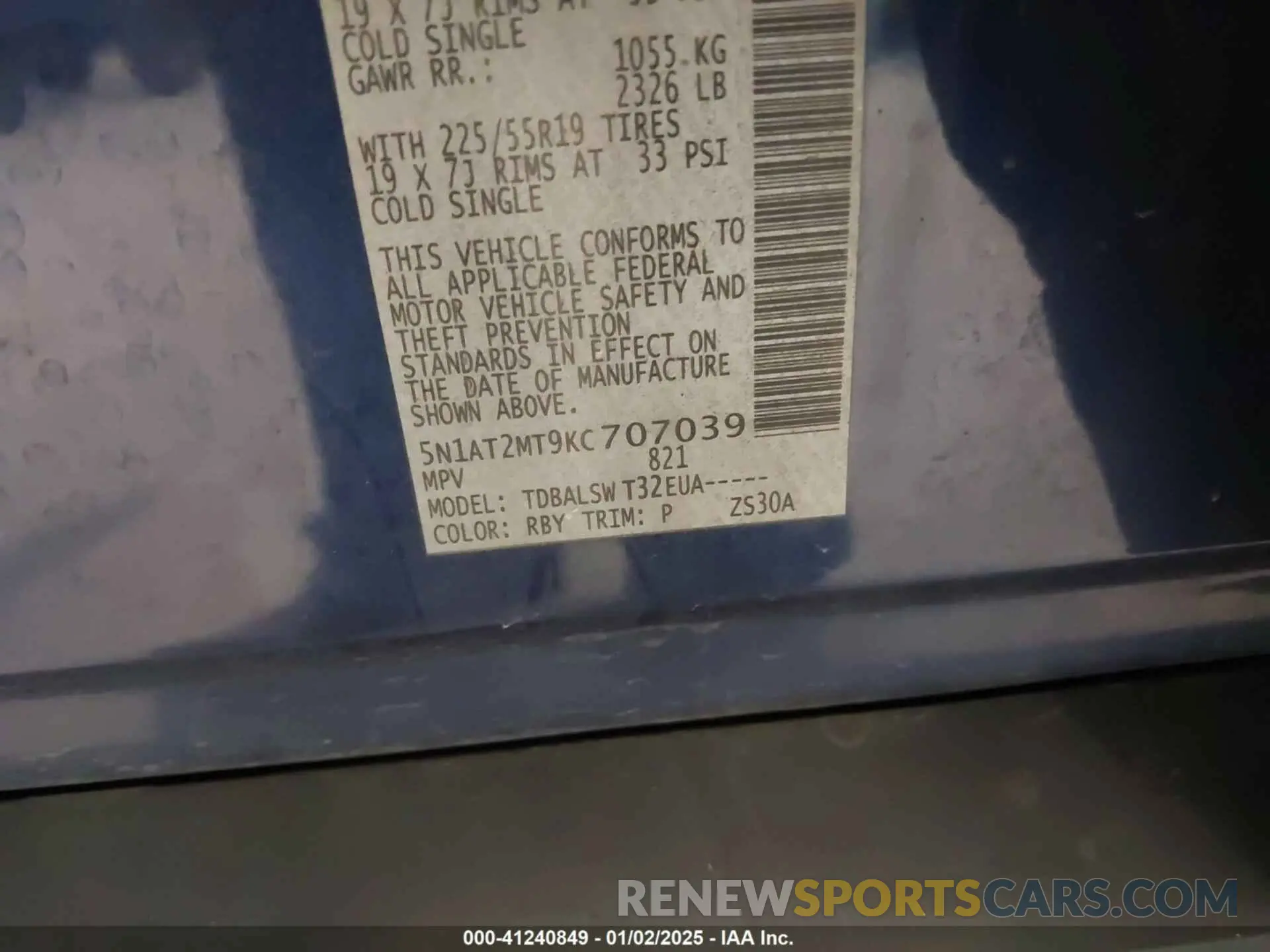 9 Photograph of a damaged car 5N1AT2MT9KC707039 NISSAN ROGUE 2019