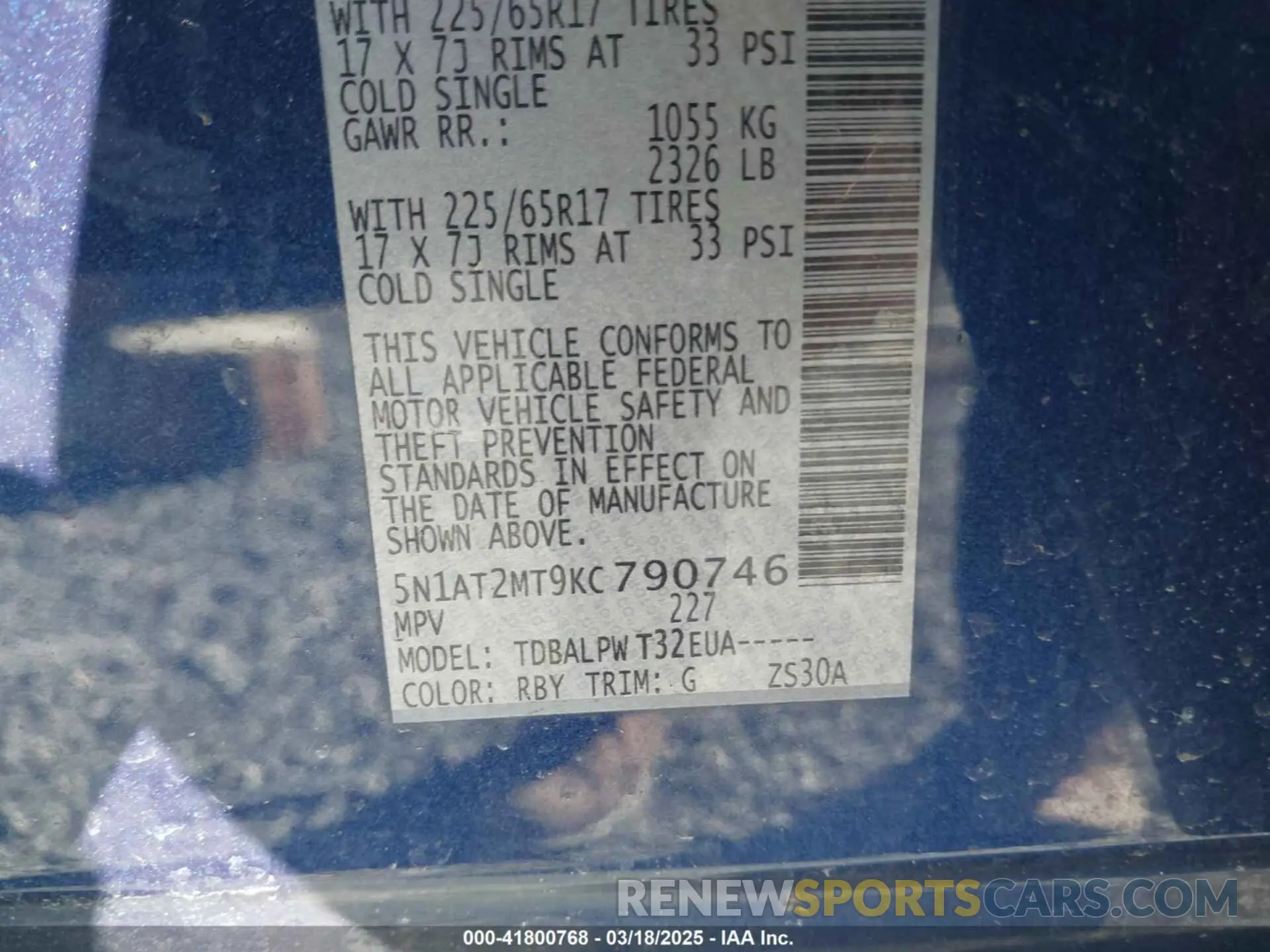 9 Photograph of a damaged car 5N1AT2MT9KC790746 NISSAN ROGUE 2019