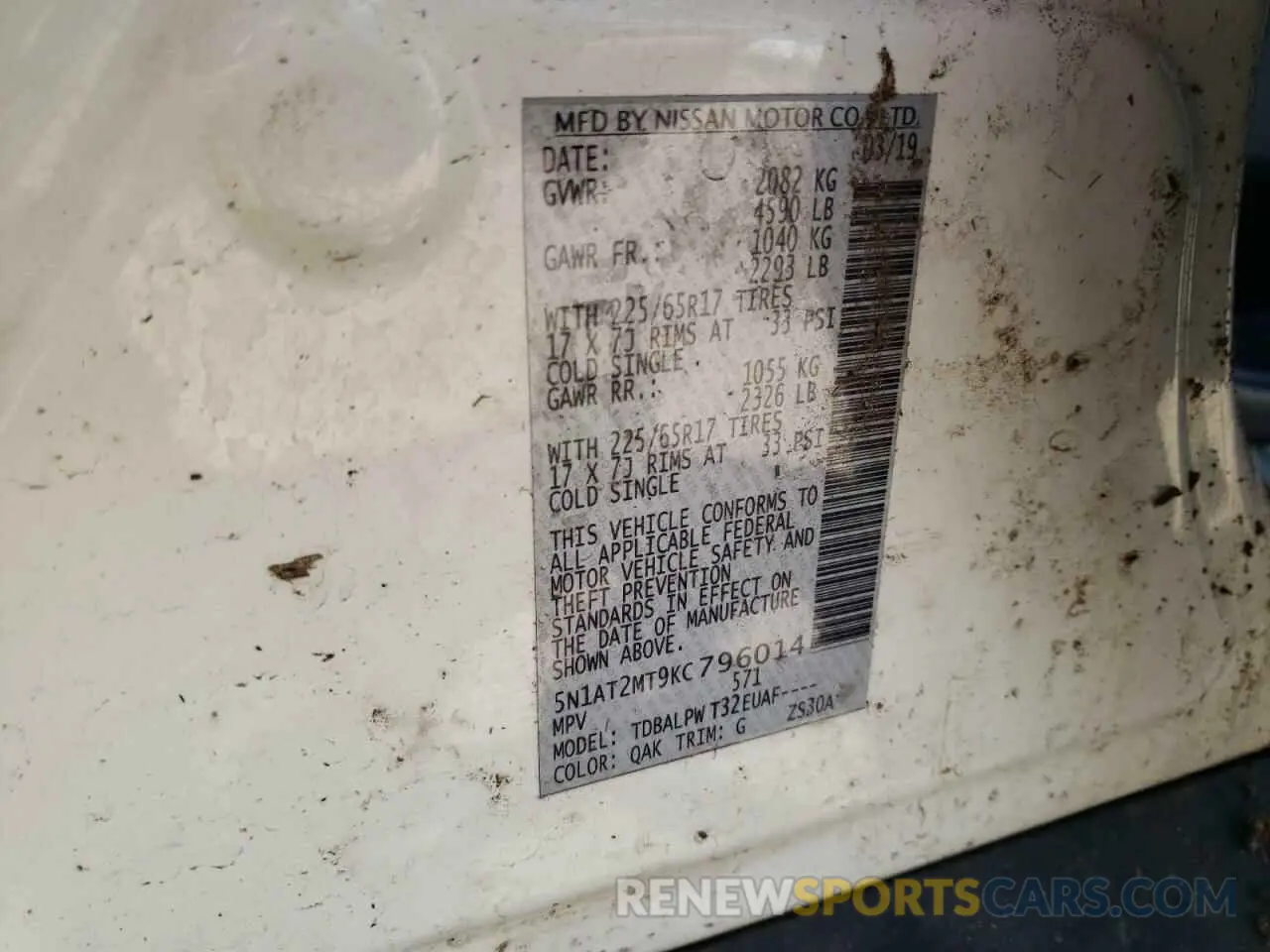 13 Photograph of a damaged car 5N1AT2MT9KC796014 NISSAN ROGUE 2019