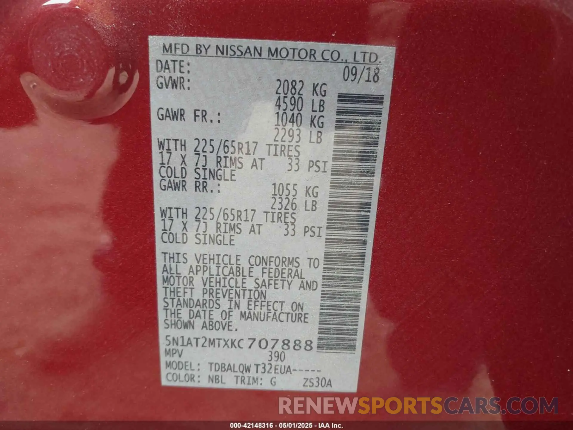 9 Photograph of a damaged car 5N1AT2MTXKC707888 NISSAN ROGUE 2019