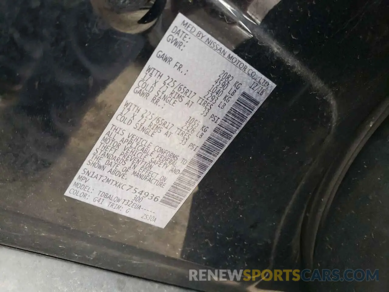 12 Photograph of a damaged car 5N1AT2MTXKC754936 NISSAN ROGUE 2019