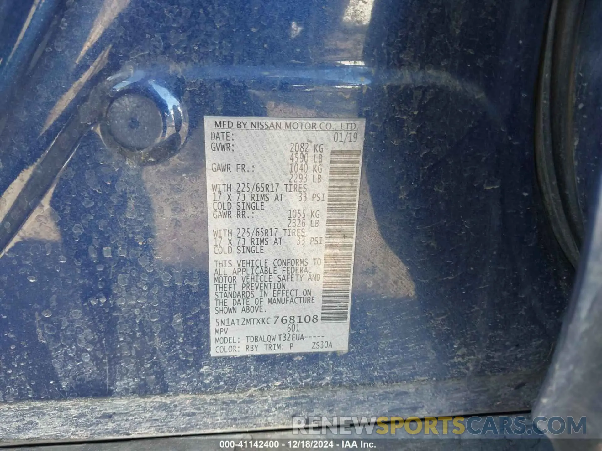 9 Photograph of a damaged car 5N1AT2MTXKC768108 NISSAN ROGUE 2019