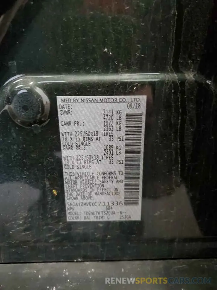 13 Photograph of a damaged car 5N1AT2MV0KC711336 NISSAN ROGUE 2019