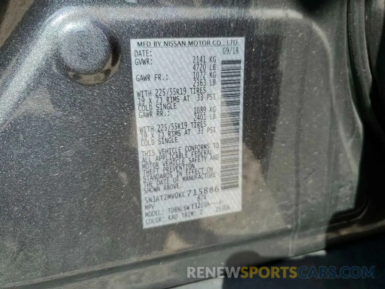 14 Photograph of a damaged car 5N1AT2MV0KC715886 NISSAN ROGUE 2019