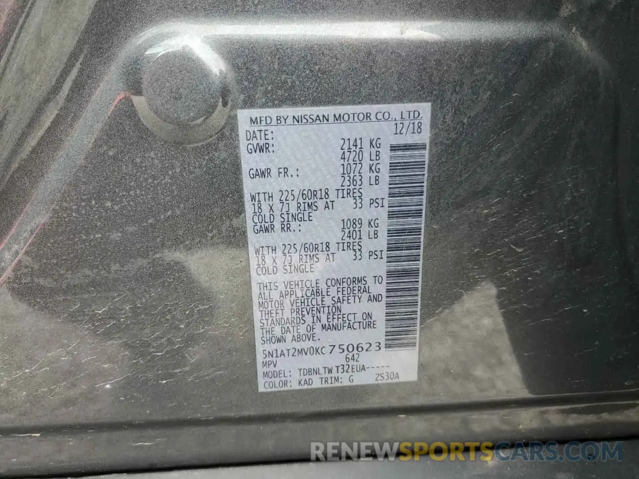 15 Photograph of a damaged car 5N1AT2MV0KC750623 NISSAN ROGUE 2019
