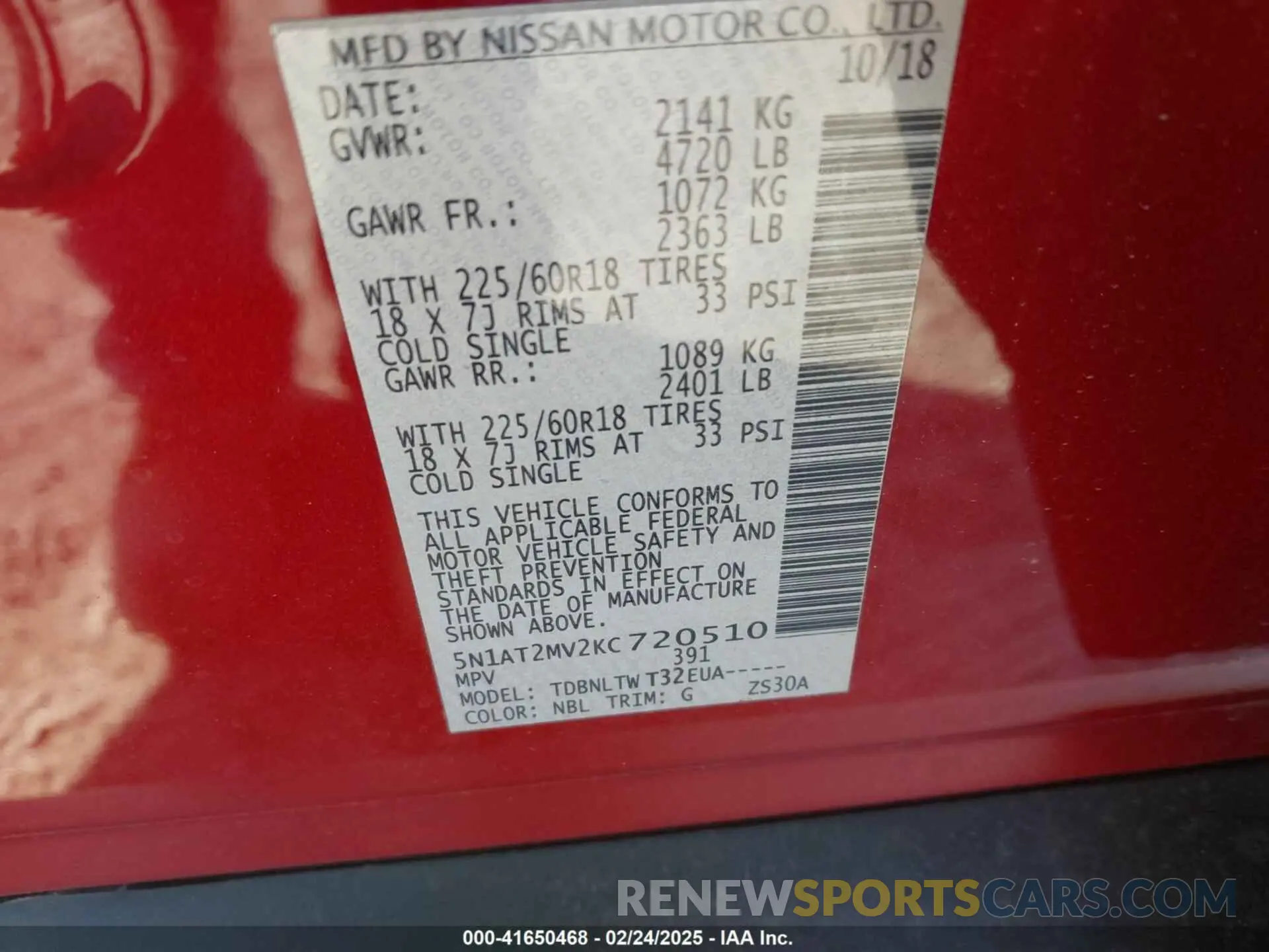 9 Photograph of a damaged car 5N1AT2MV2KC720510 NISSAN ROGUE 2019