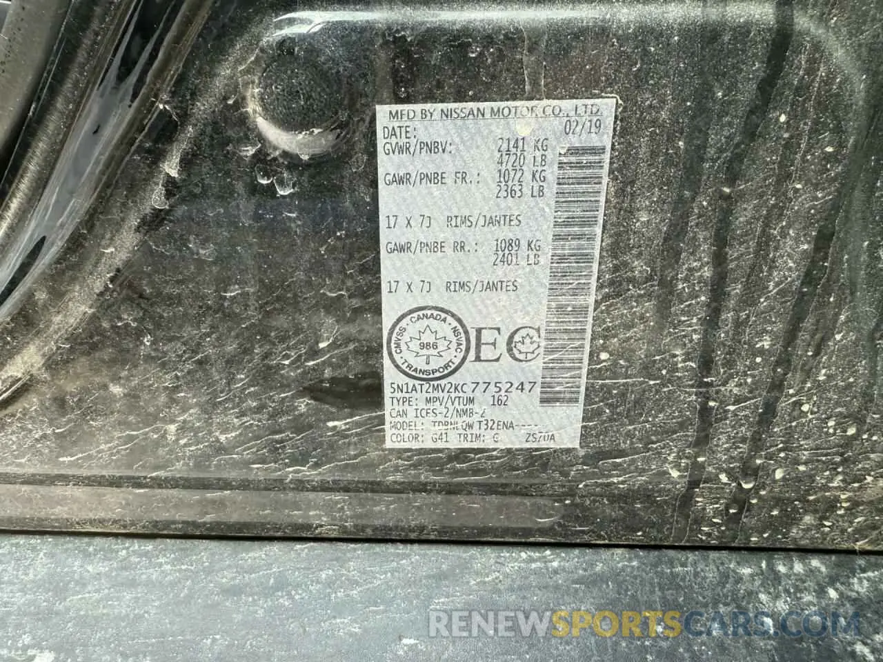 12 Photograph of a damaged car 5N1AT2MV2KC775247 NISSAN ROGUE 2019