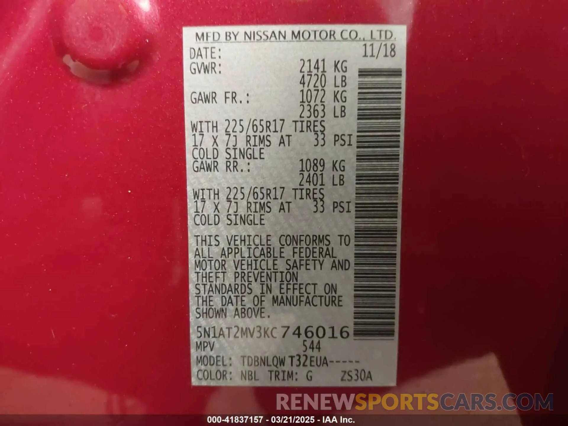 9 Photograph of a damaged car 5N1AT2MV3KC746016 NISSAN ROGUE 2019