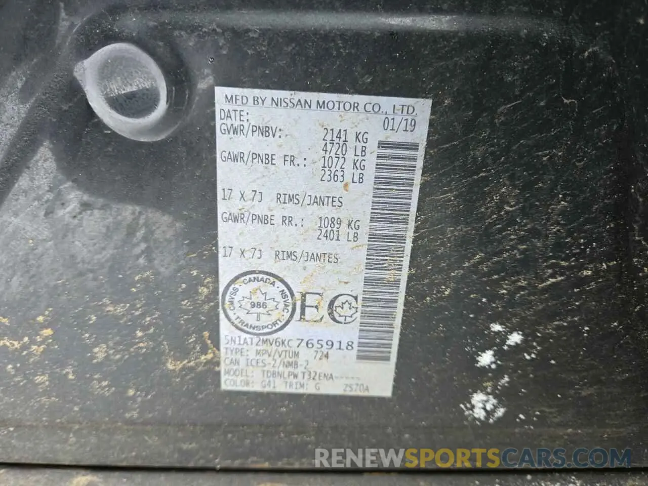 13 Photograph of a damaged car 5N1AT2MV6KC765918 NISSAN ROGUE 2019