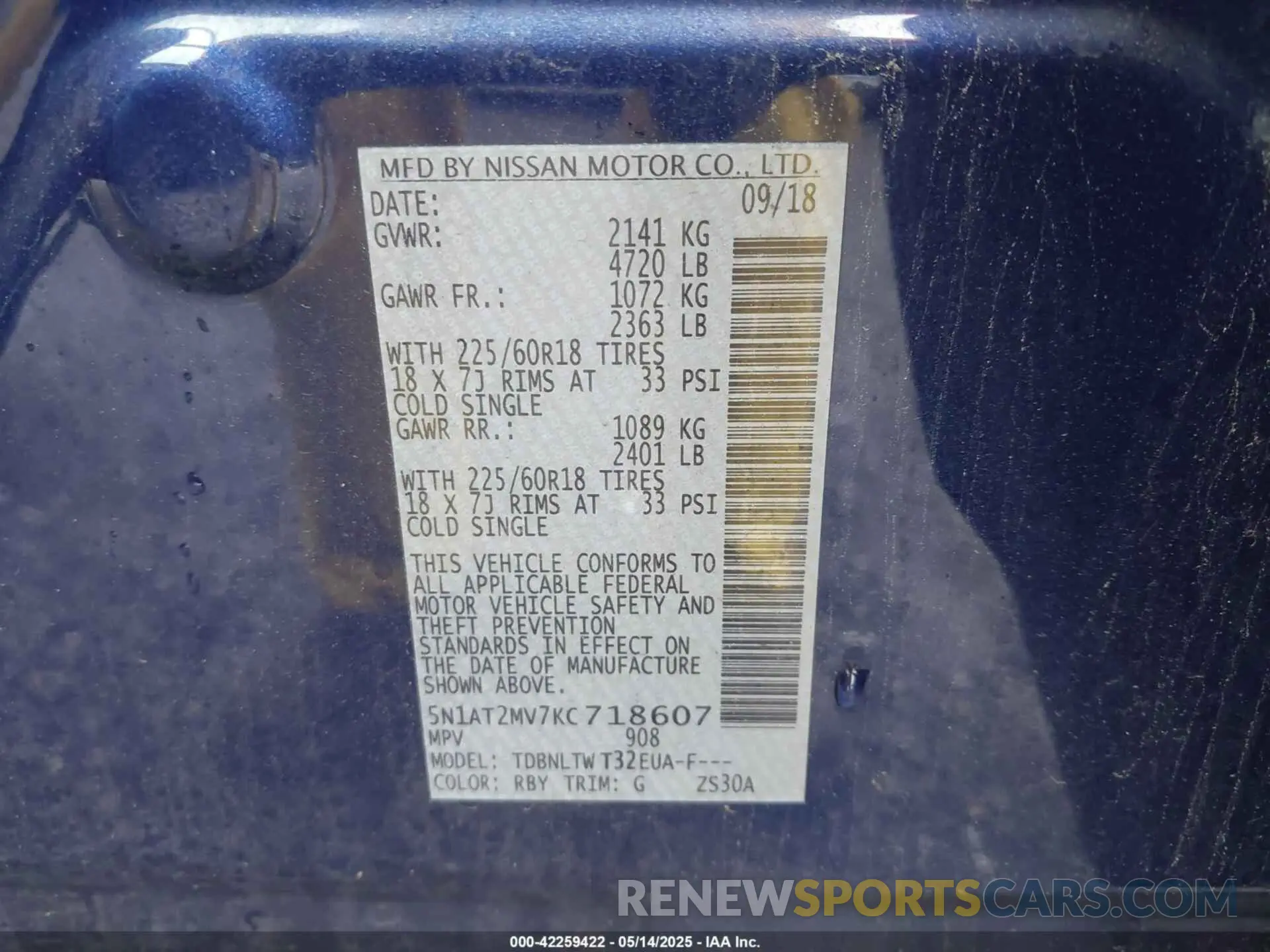 9 Photograph of a damaged car 5N1AT2MV7KC718607 NISSAN ROGUE 2019