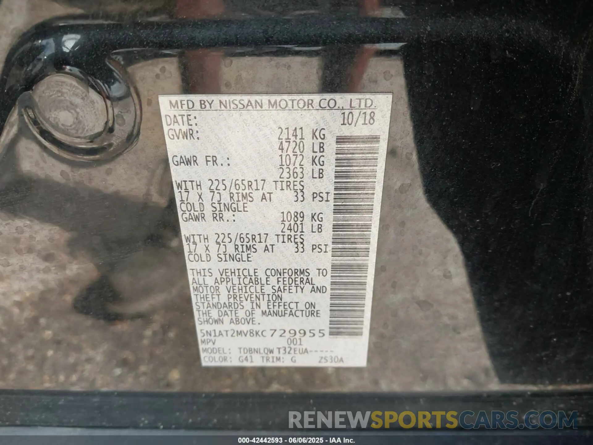 9 Photograph of a damaged car 5N1AT2MV8KC729955 NISSAN ROGUE 2019