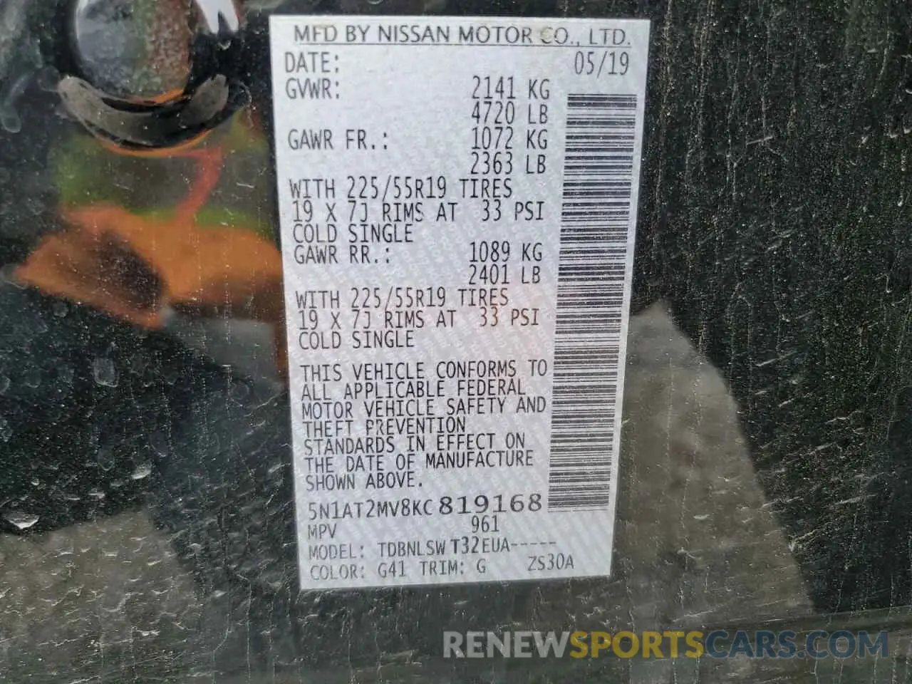 13 Photograph of a damaged car 5N1AT2MV8KC819168 NISSAN ROGUE 2019