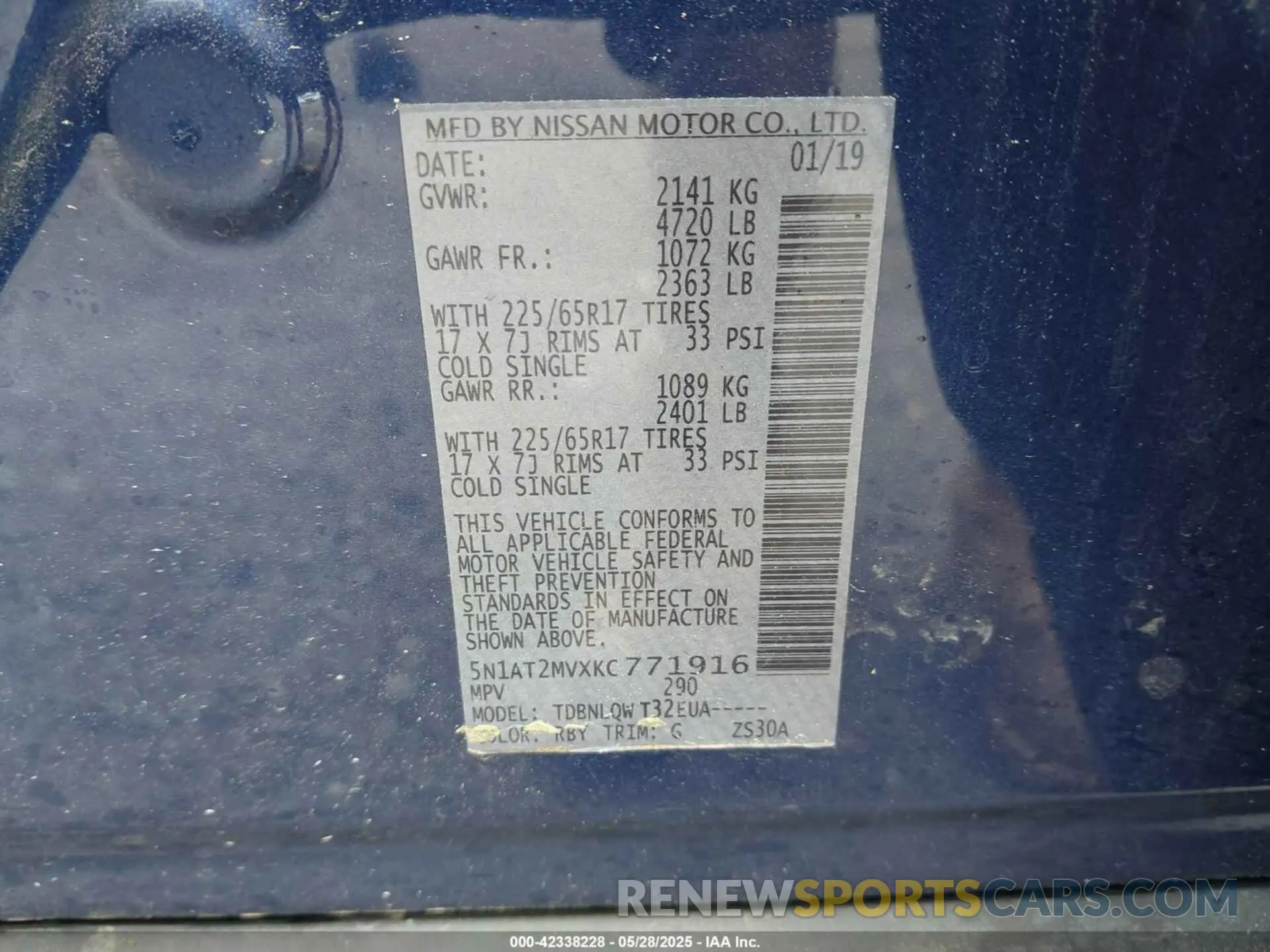 9 Photograph of a damaged car 5N1AT2MVXKC771916 NISSAN ROGUE 2019
