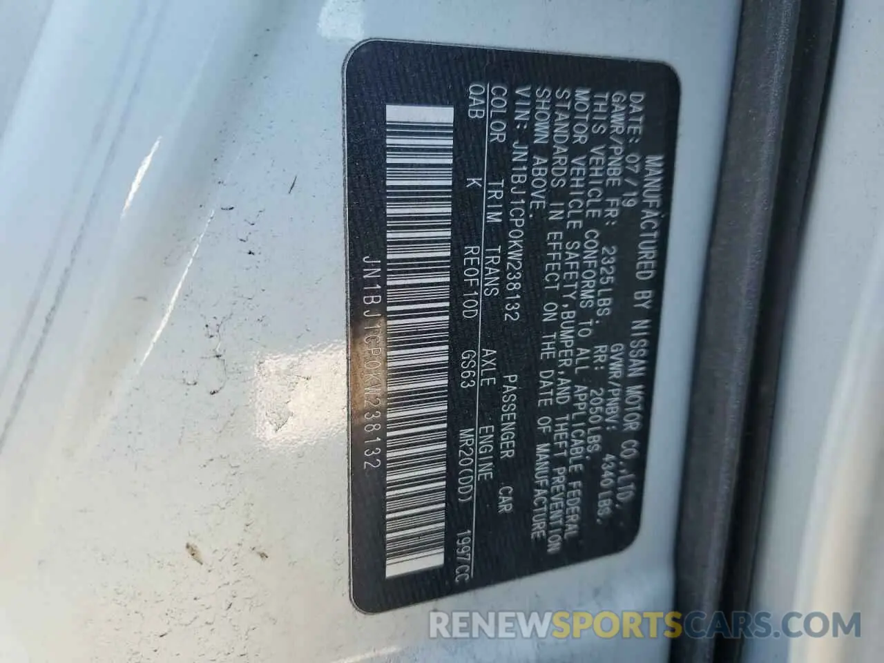 12 Photograph of a damaged car JN1BJ1CP0KW238132 NISSAN ROGUE 2019