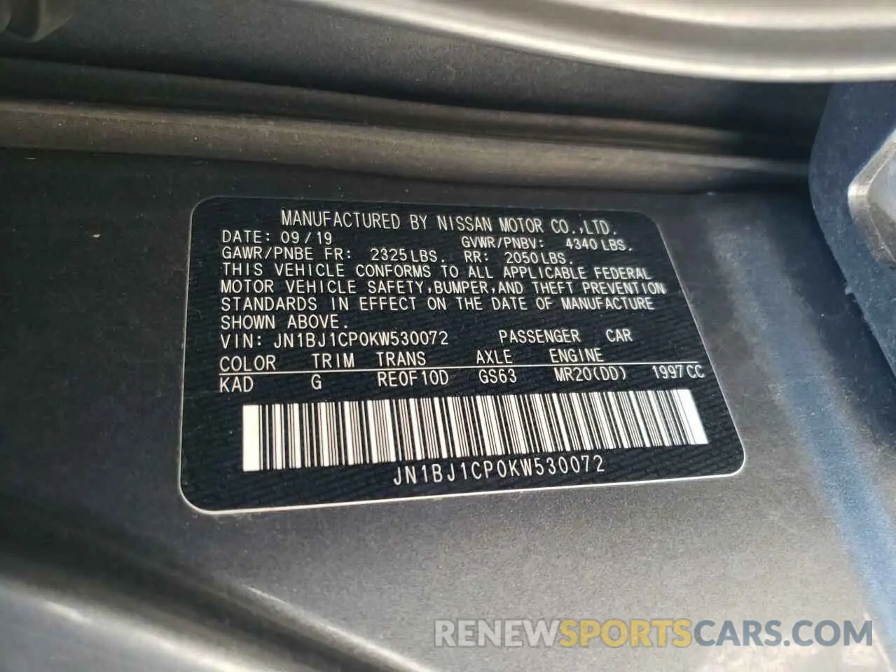 12 Photograph of a damaged car JN1BJ1CP0KW530072 NISSAN ROGUE 2019