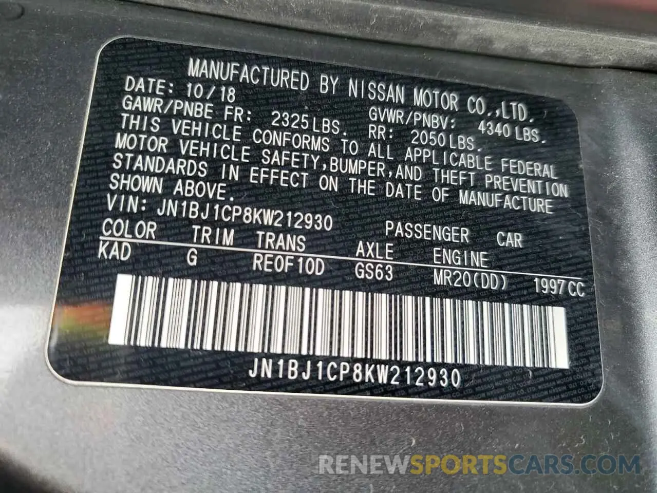 12 Photograph of a damaged car JN1BJ1CP8KW212930 NISSAN ROGUE 2019